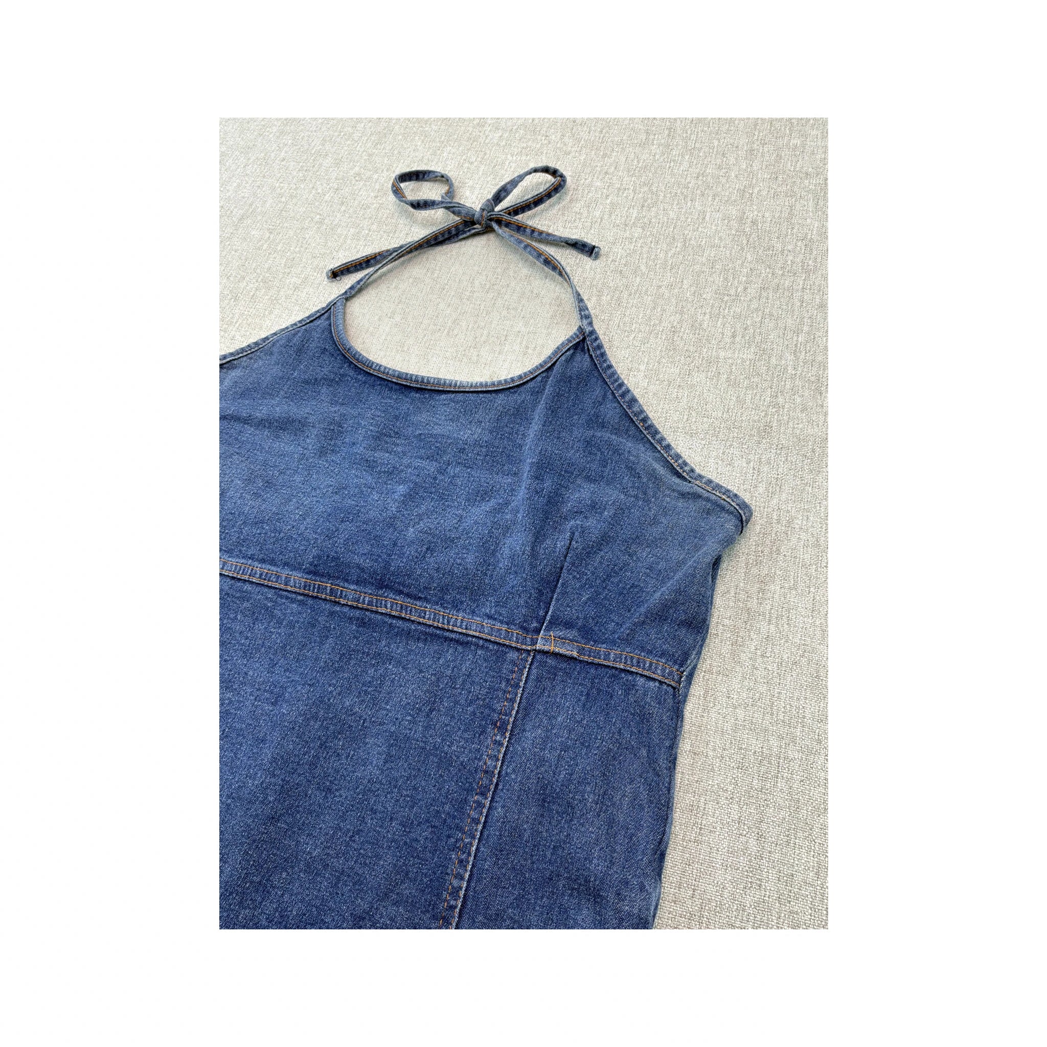 Blue Denim Halter Dress