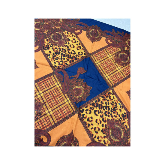 Vintage Baroque Paisley Leopard Square Scarf Navy