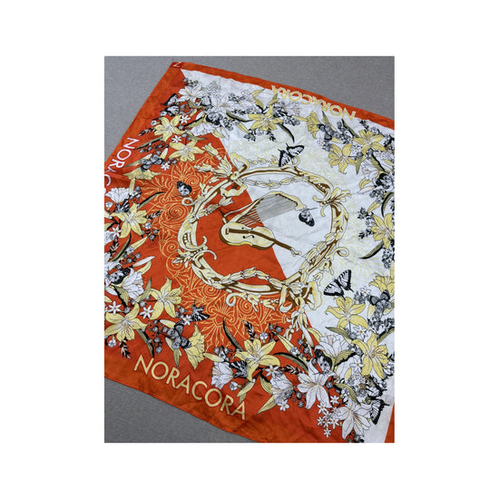 Noracora Scarf Floral Butterfly Print Orange