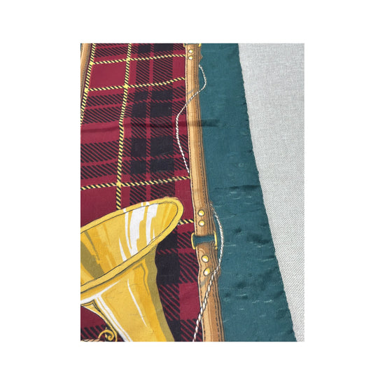 Vintage Equestrian Tartan Scarf Burgundy