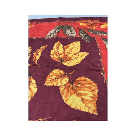 Vintage Autumn Leaf Print Square Scarf Red
