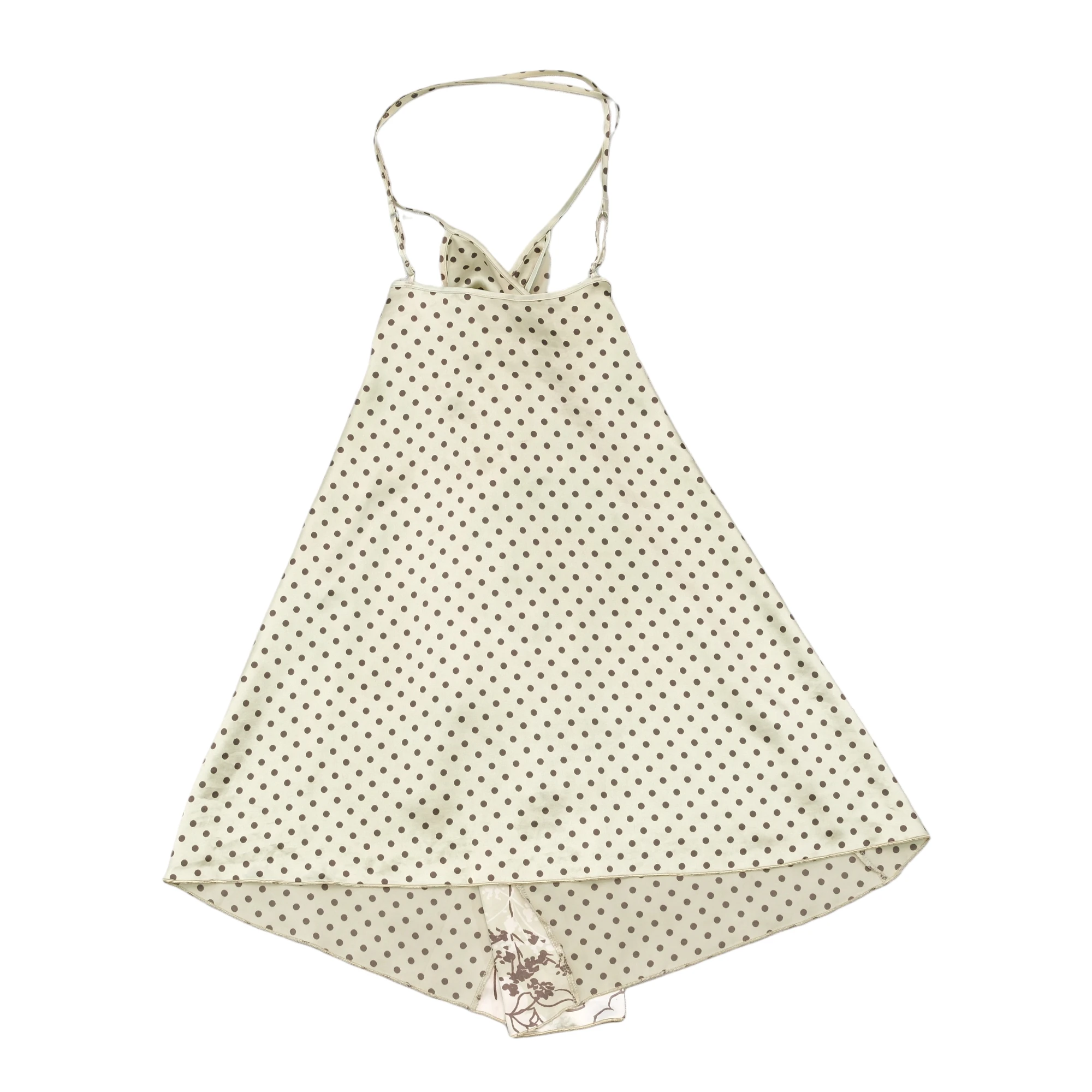 Vintage Polka Dot Floral Satin Slip Dress