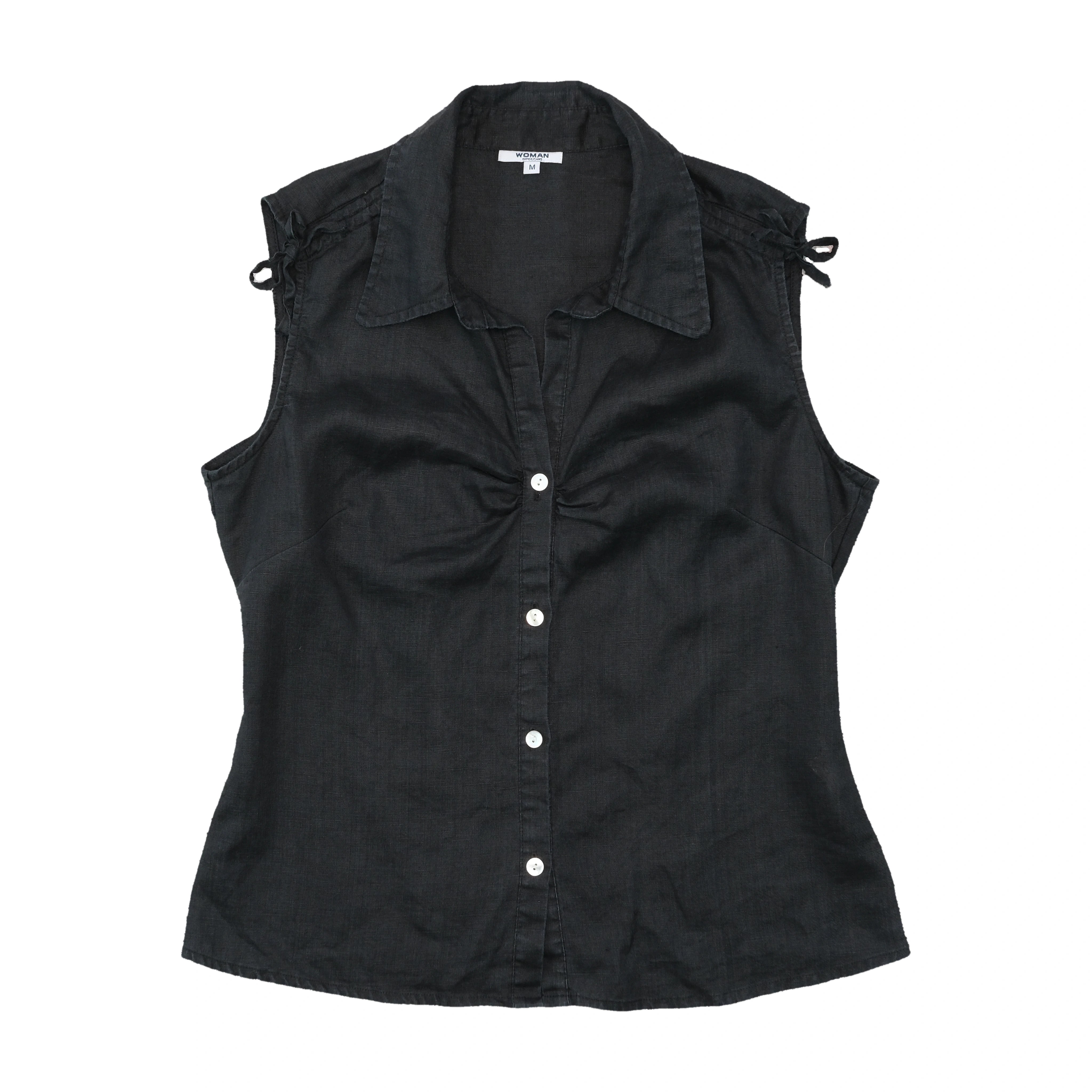 Woman Sleeveless Button-Up Shirt