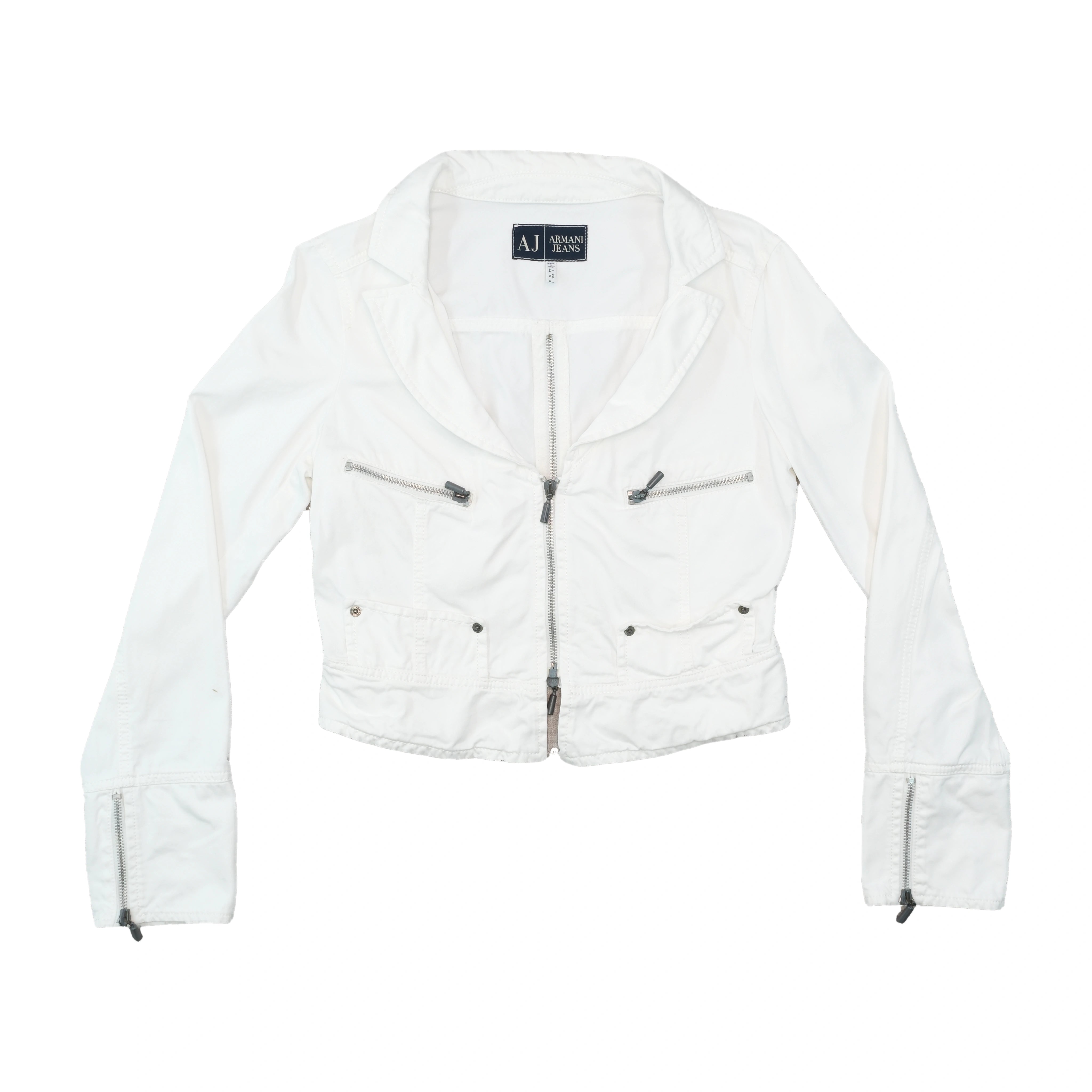 Armani Jeans White Zip Up Utility Jacket