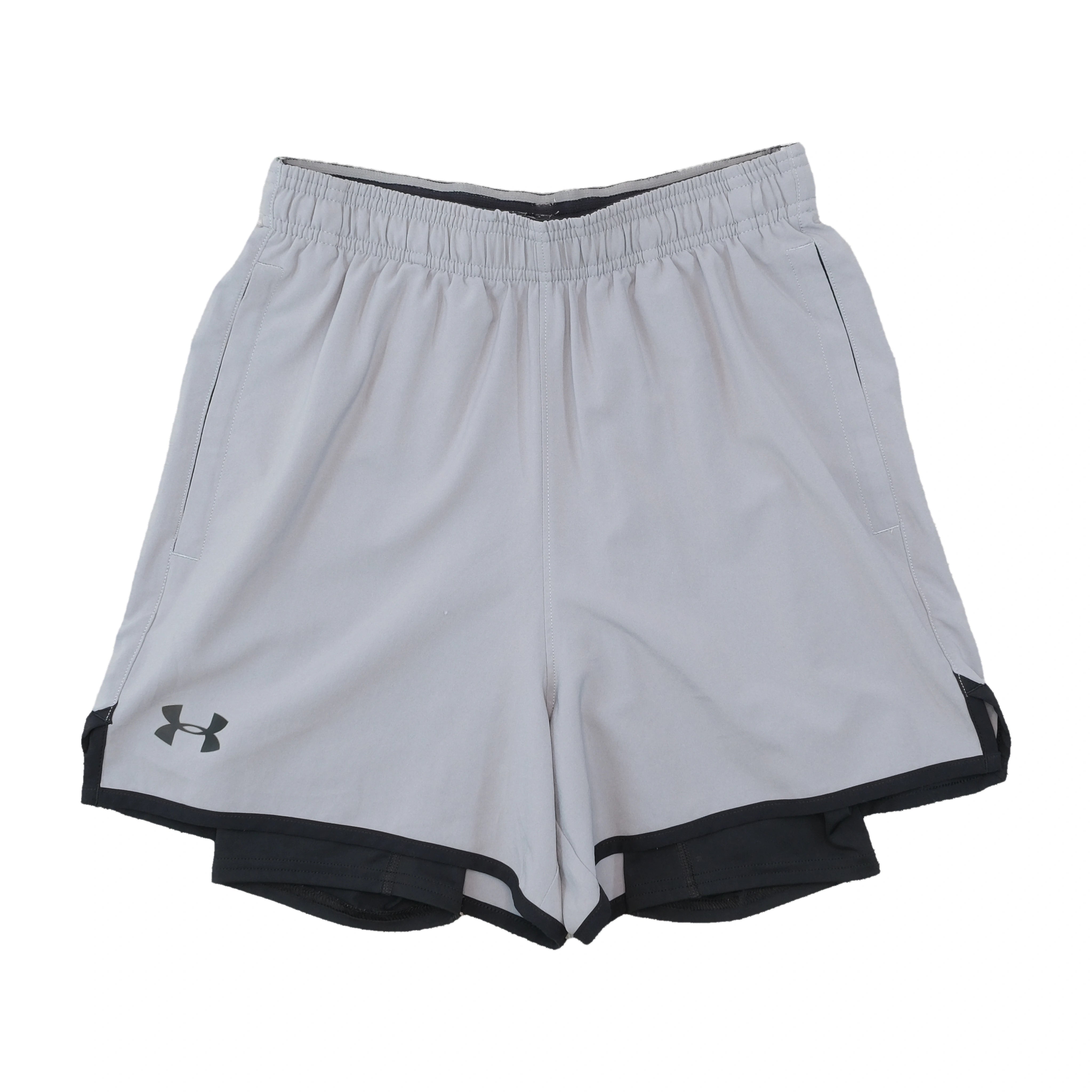 Under Armour Gray & Black Logo Mesh-Lined Pull-On Shorts