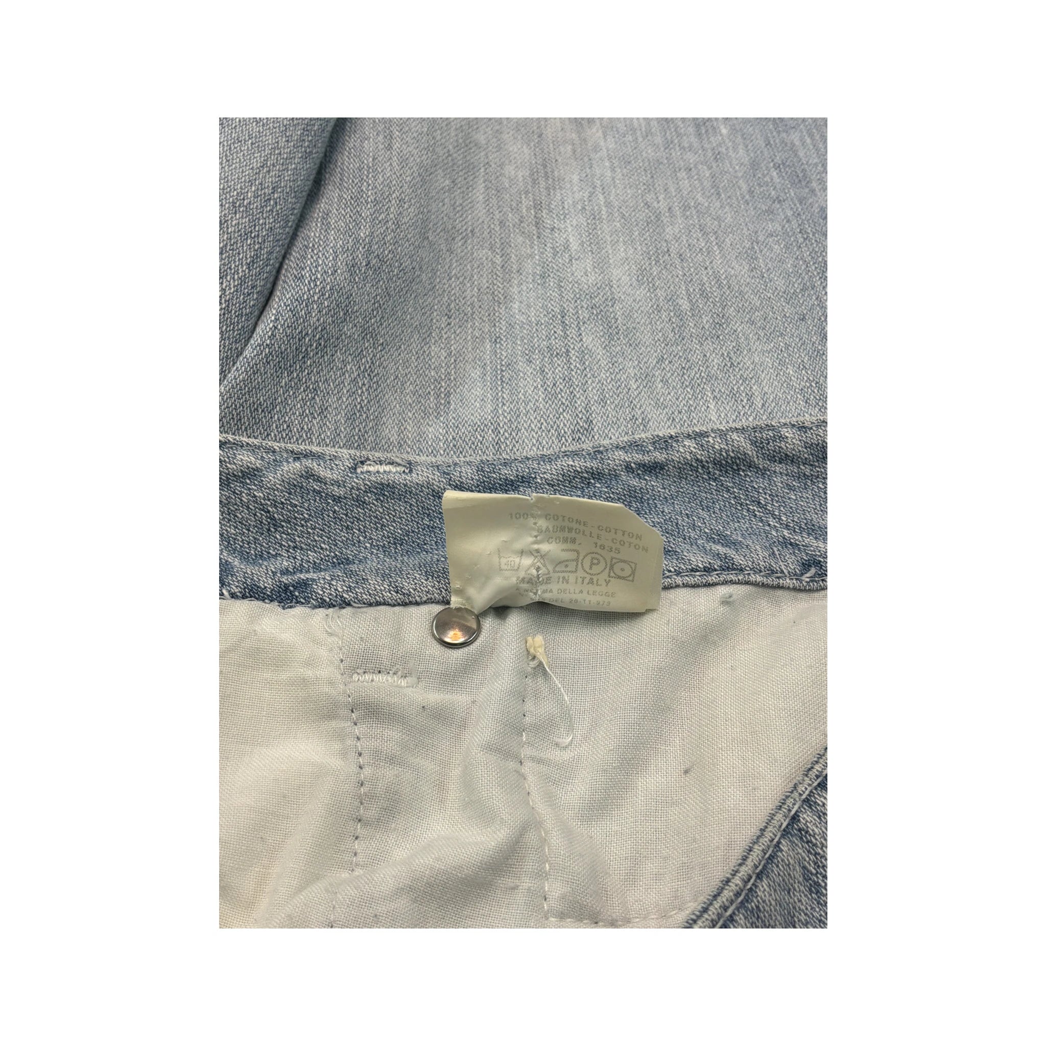 Emmanuel Schvili Embroidered Side Panel Light Wash Denim Skirt