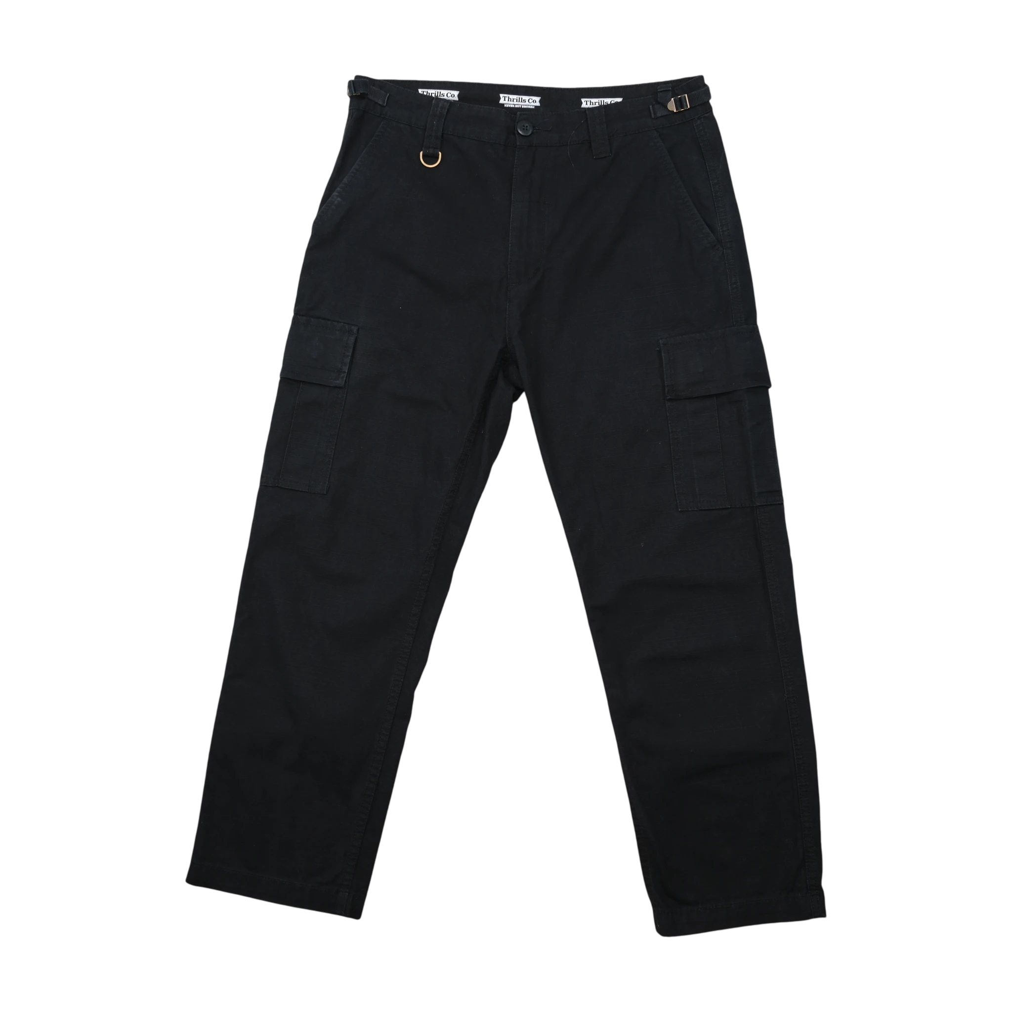 Thrills Co Black Organic Cotton Cargo Chinos