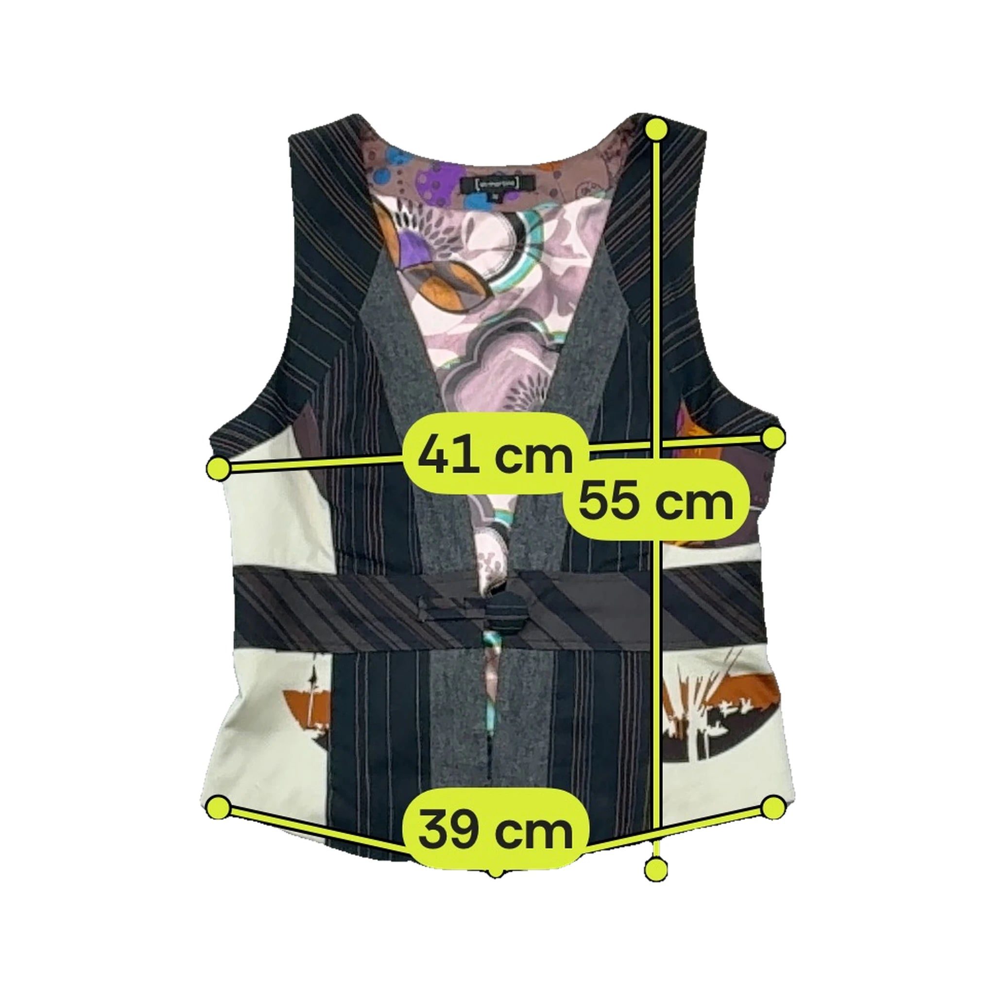 St-Martins Patchwork Belted Sleeveless Blouse (repriced)