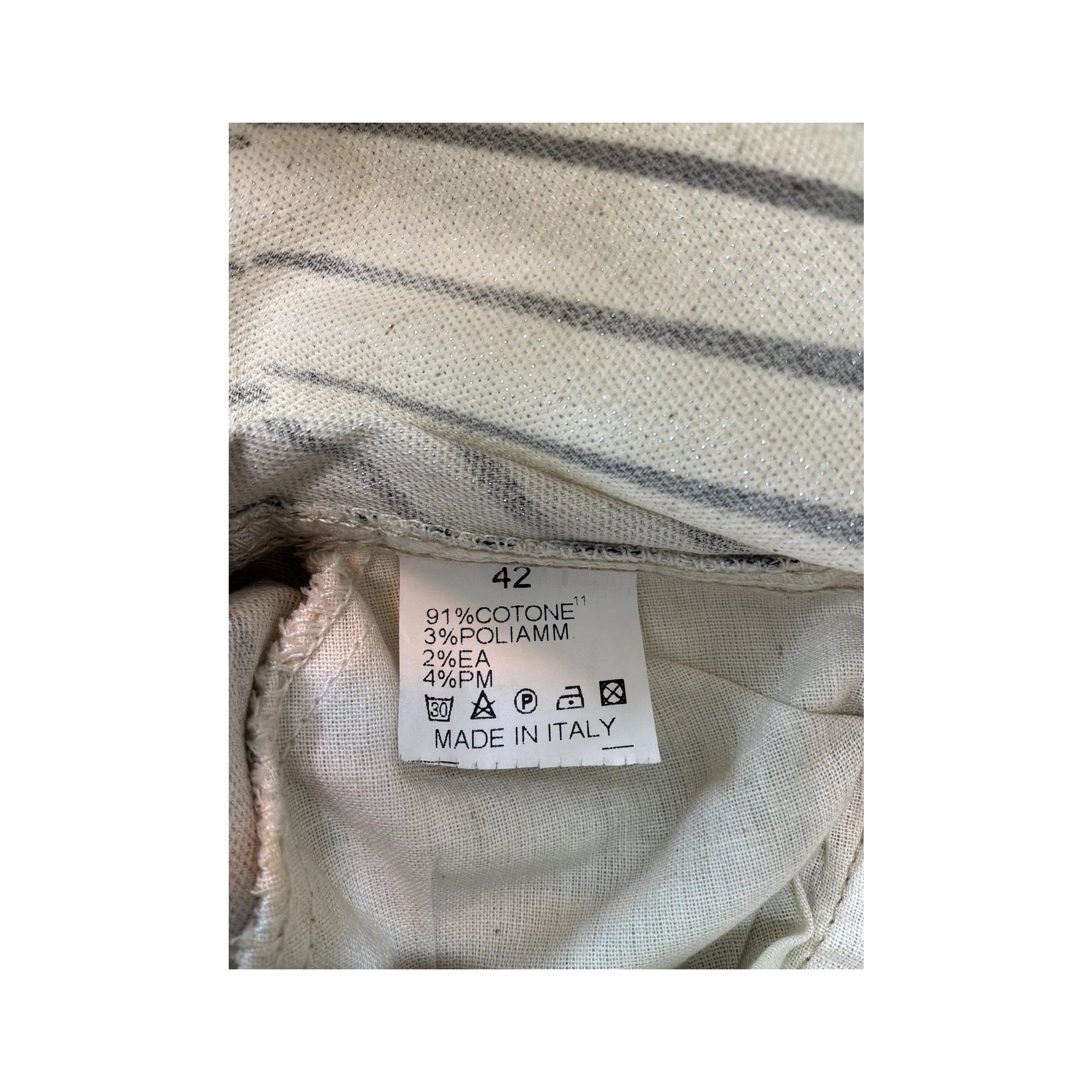 N.L. Cool Diagonal Stripe Cotton Blend Pants (New With Tag)