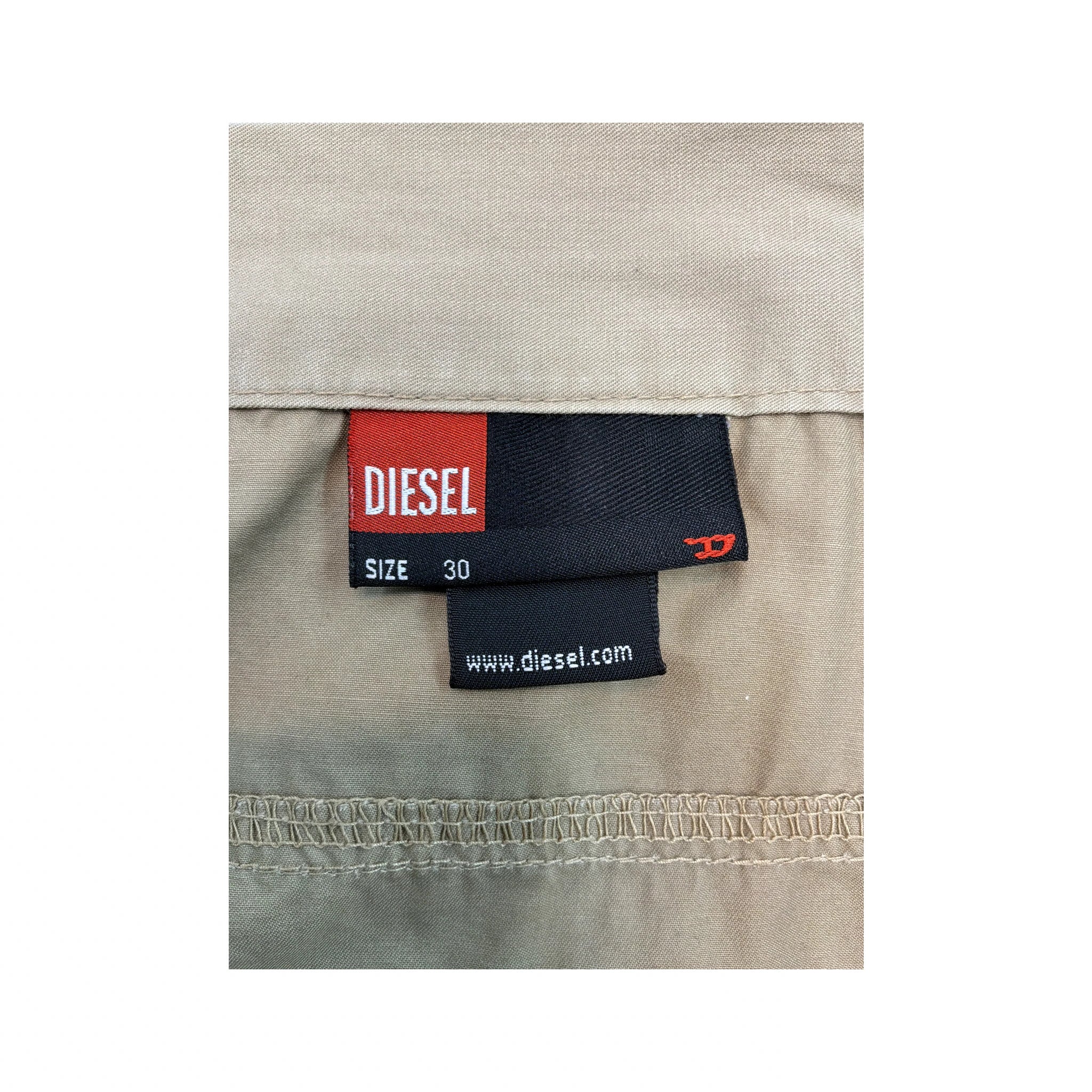 Diesel Beige Logo Embroidered Midi Skirt