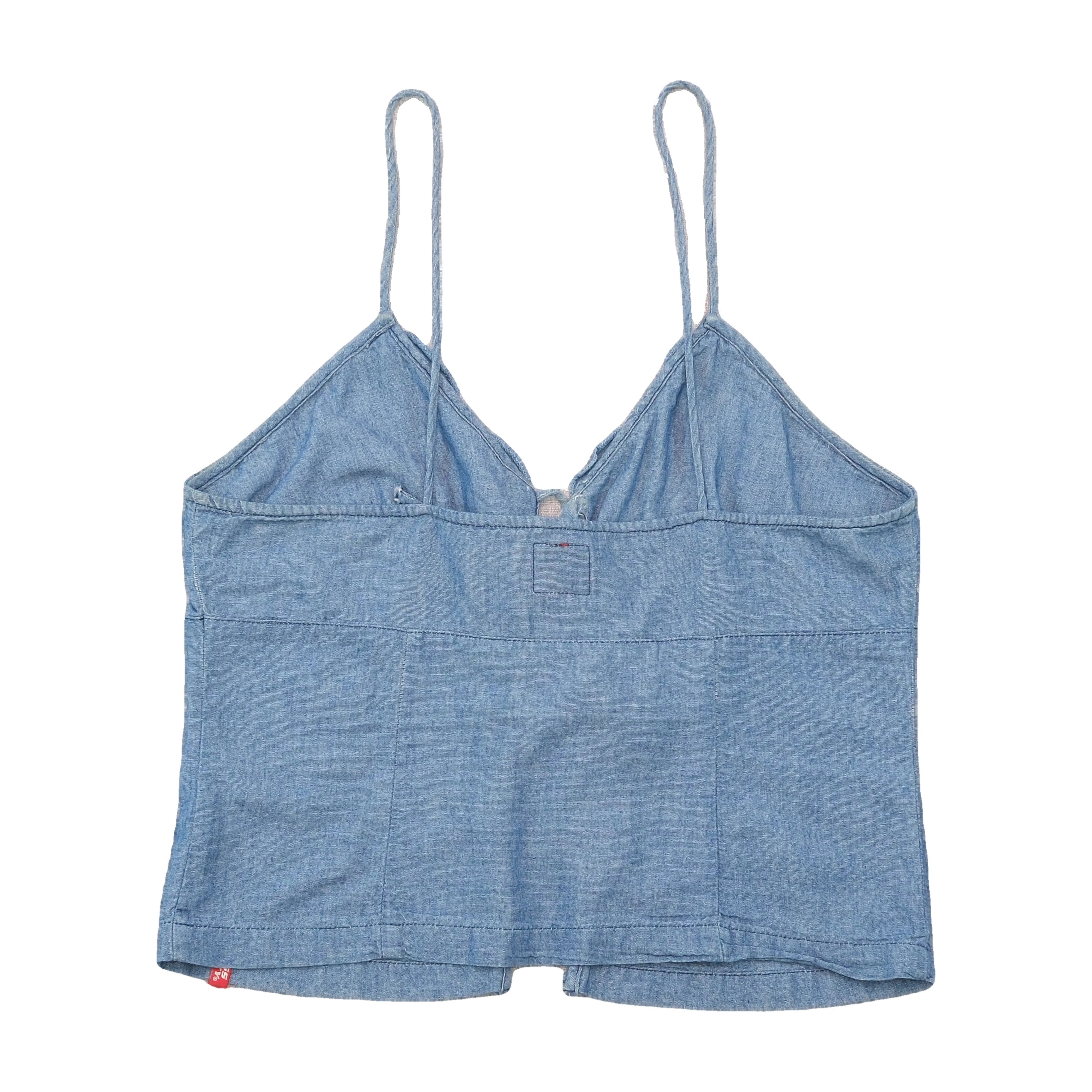 Miss Sixty Lace Up Chambray Cotton Tank Top