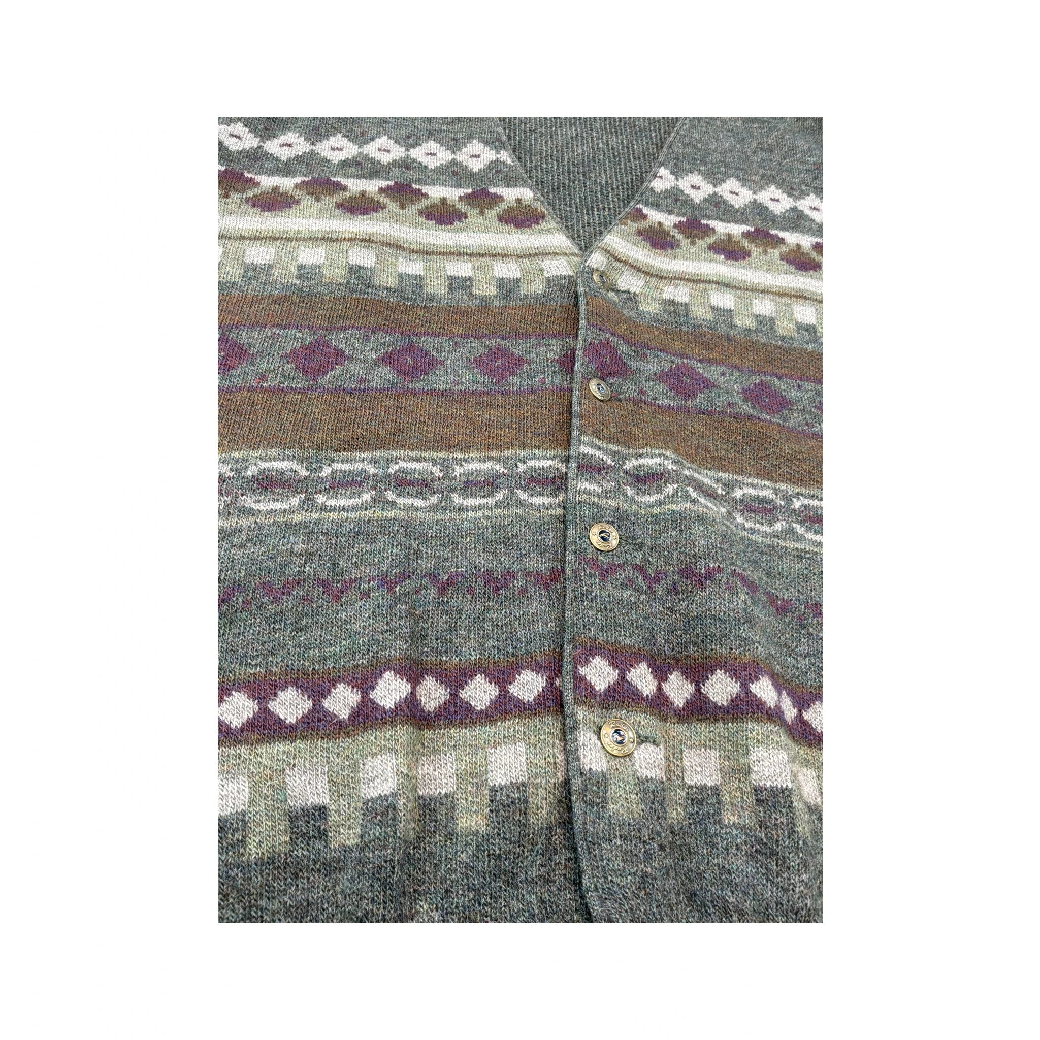 Rodes Vintage Geometric Pattern Virgin Wool Sweater Vest