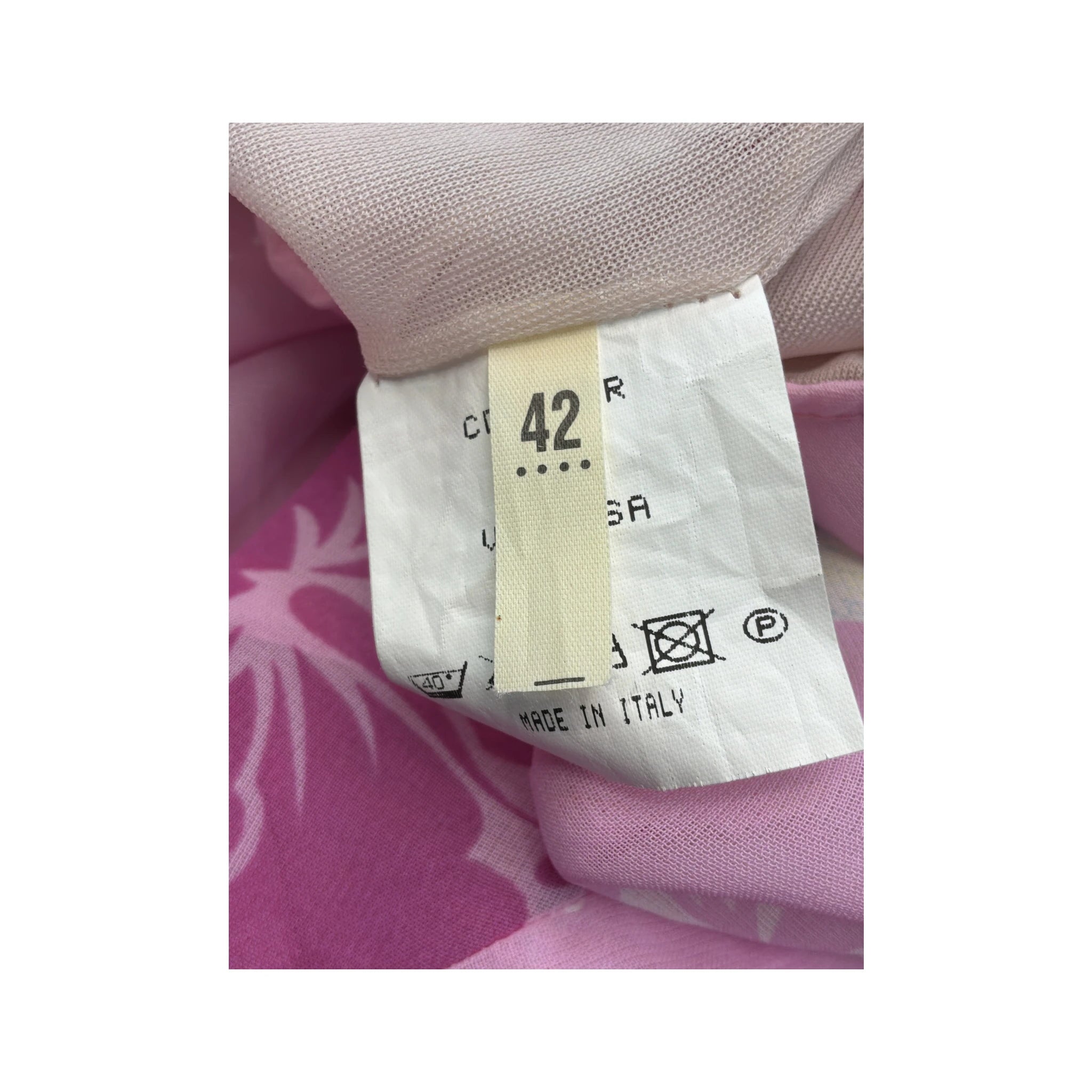 Saia vintage rosa com estampado floral Tropical e Bainha Lenço