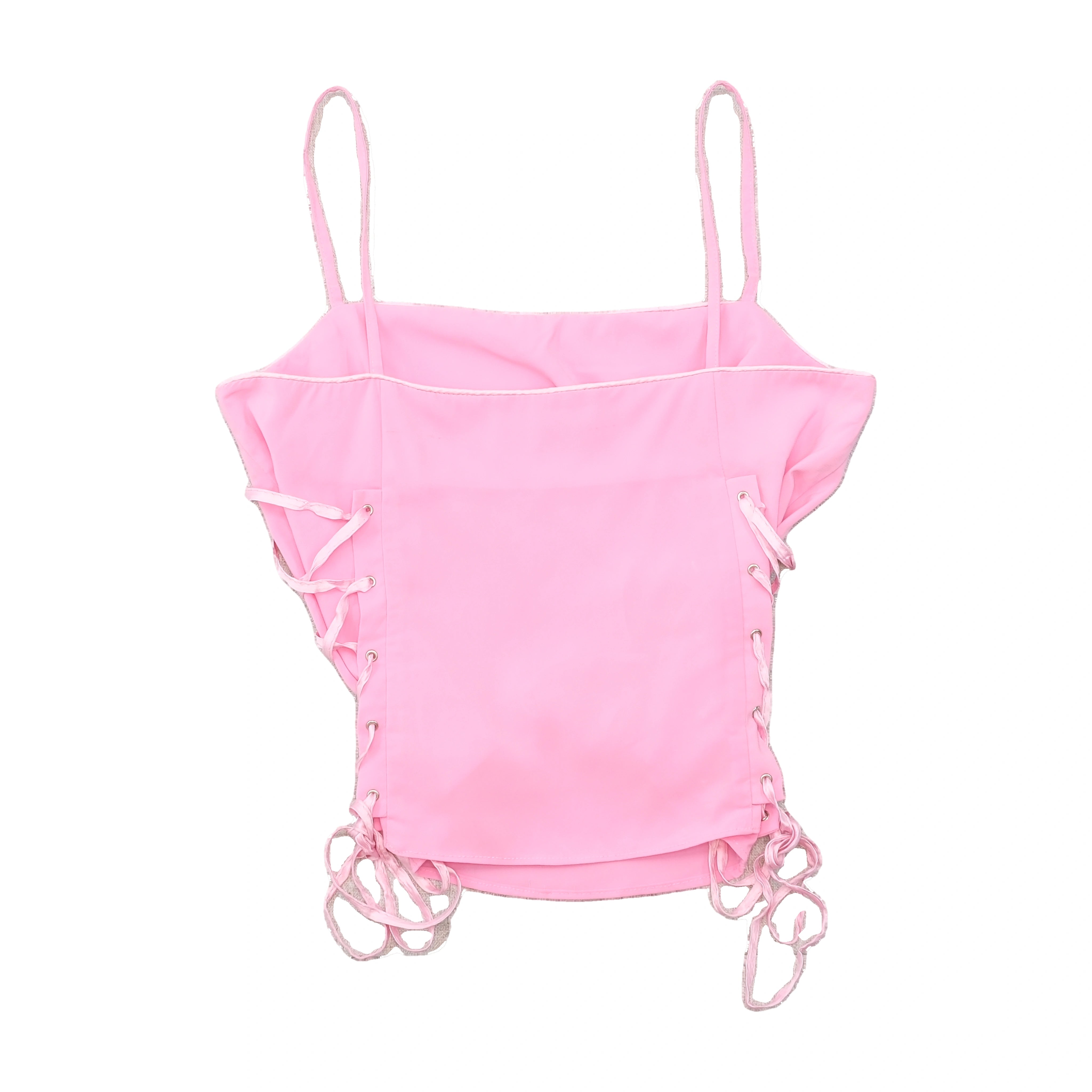 Vintage Pink Lace-Up Side Camisole Tank Top