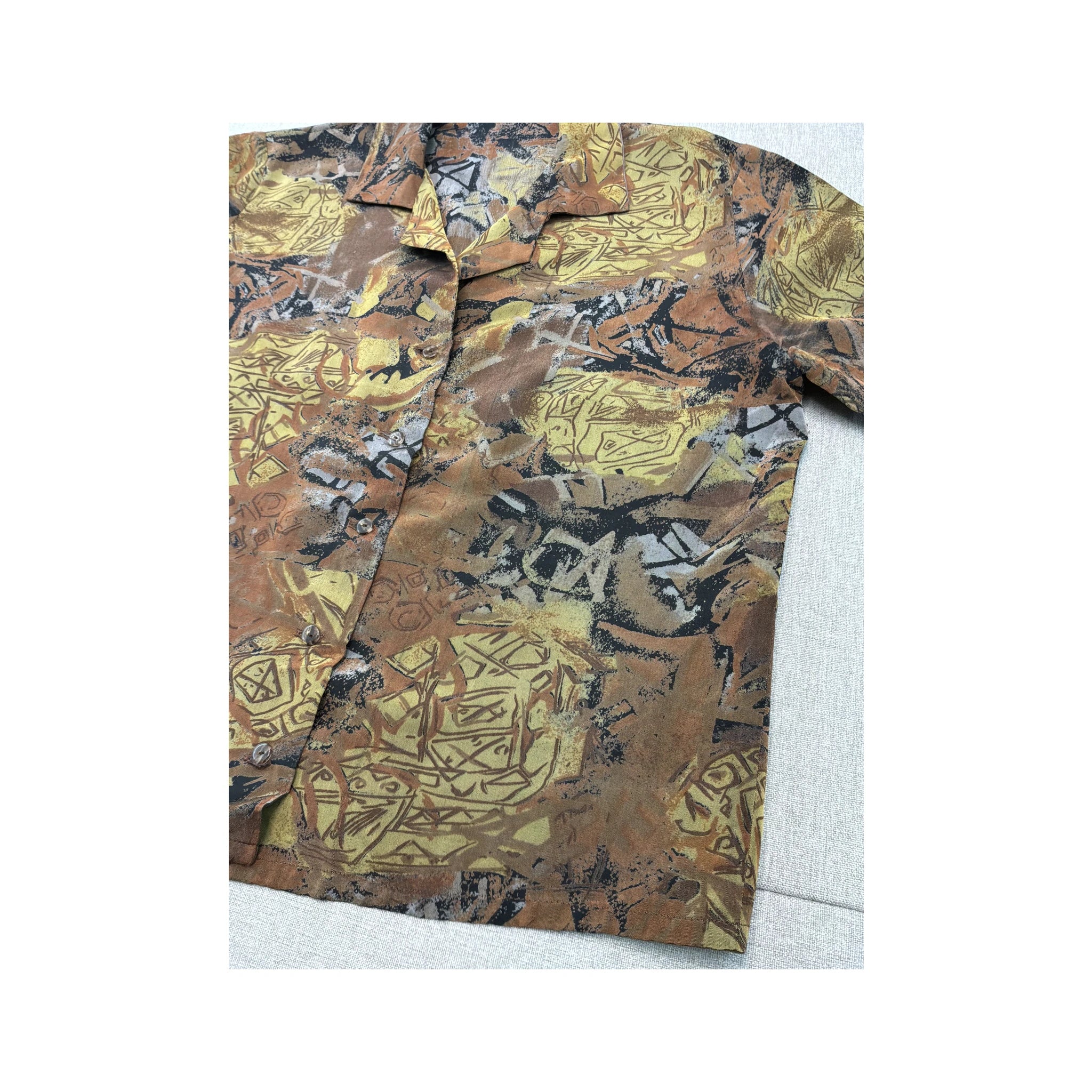 Camp Collar Abstract Print Button Up Shirt