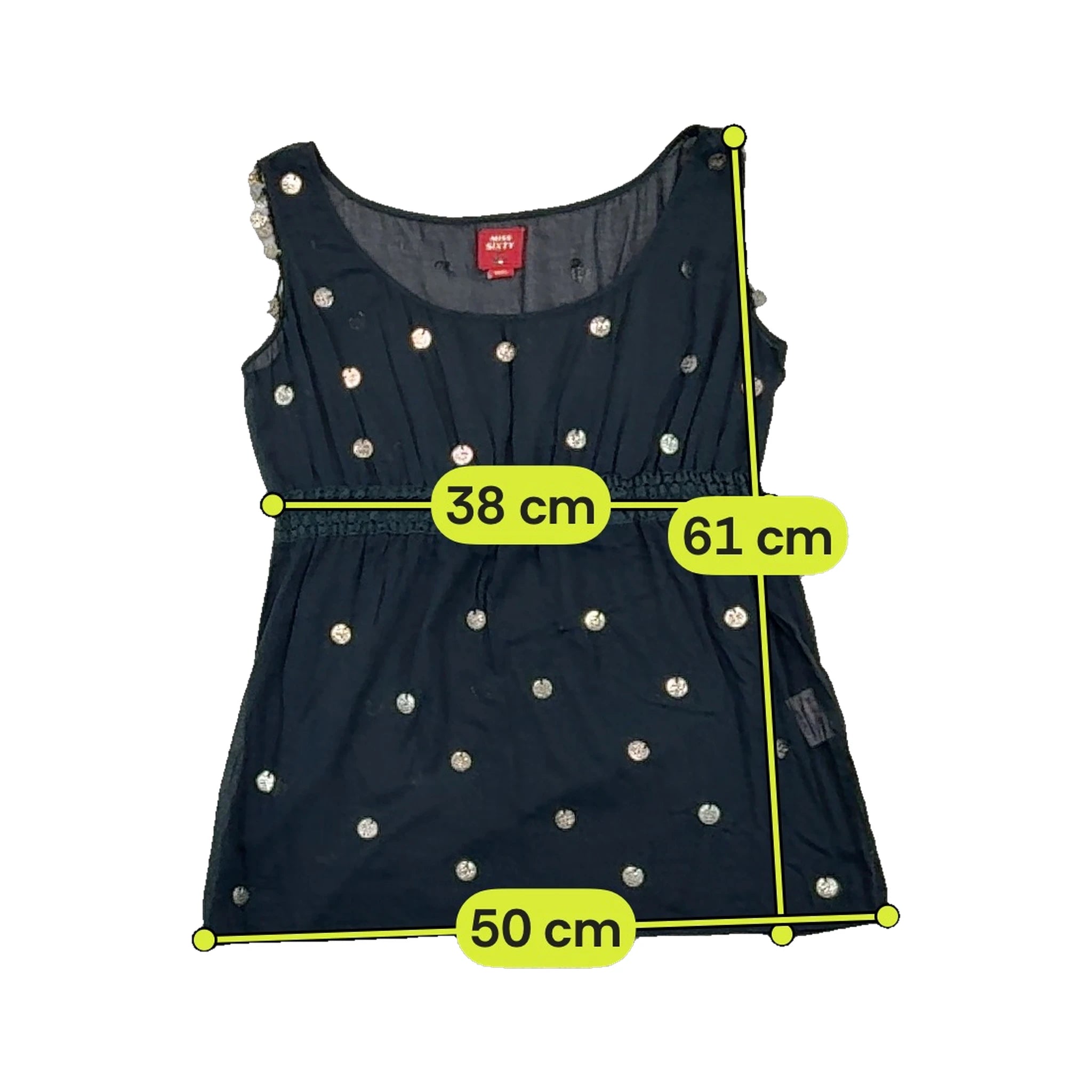 Miss Sixty Embellished Sheer Cotton Tank Top