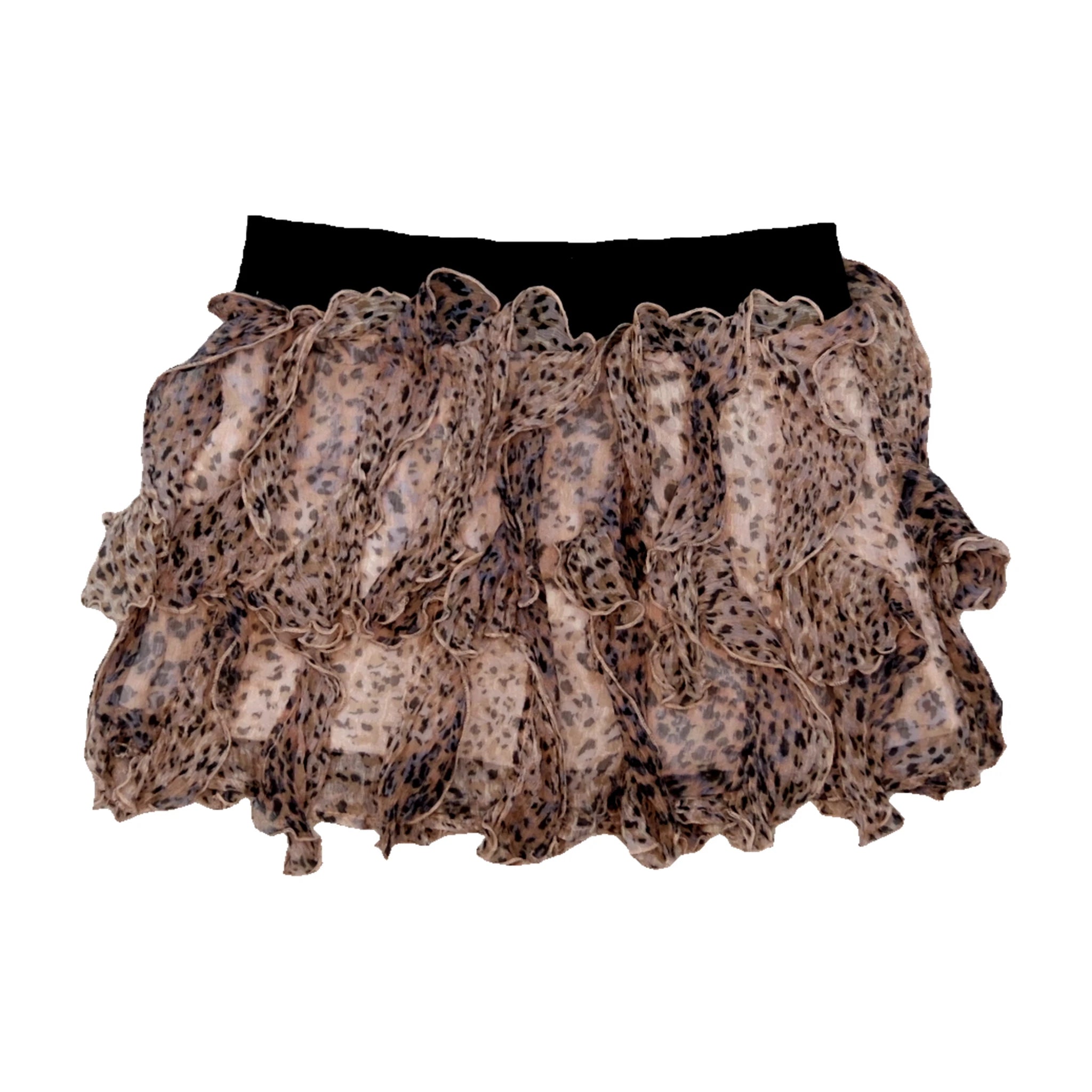 Patrizia Pepe Leopard Print Ruffle Mini Skirt