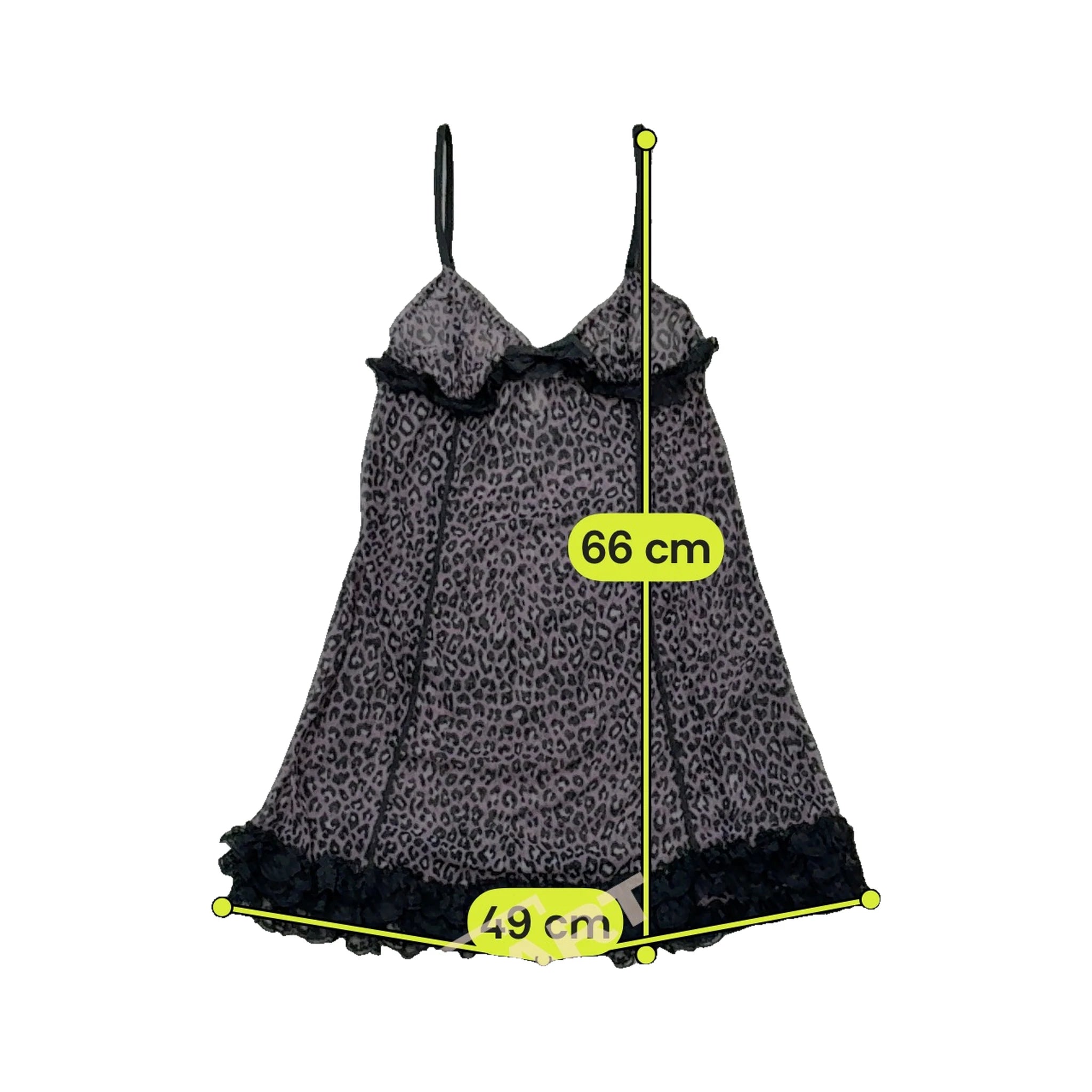 OshO Leopard Print Sheer Mesh Babydoll Slip Dress