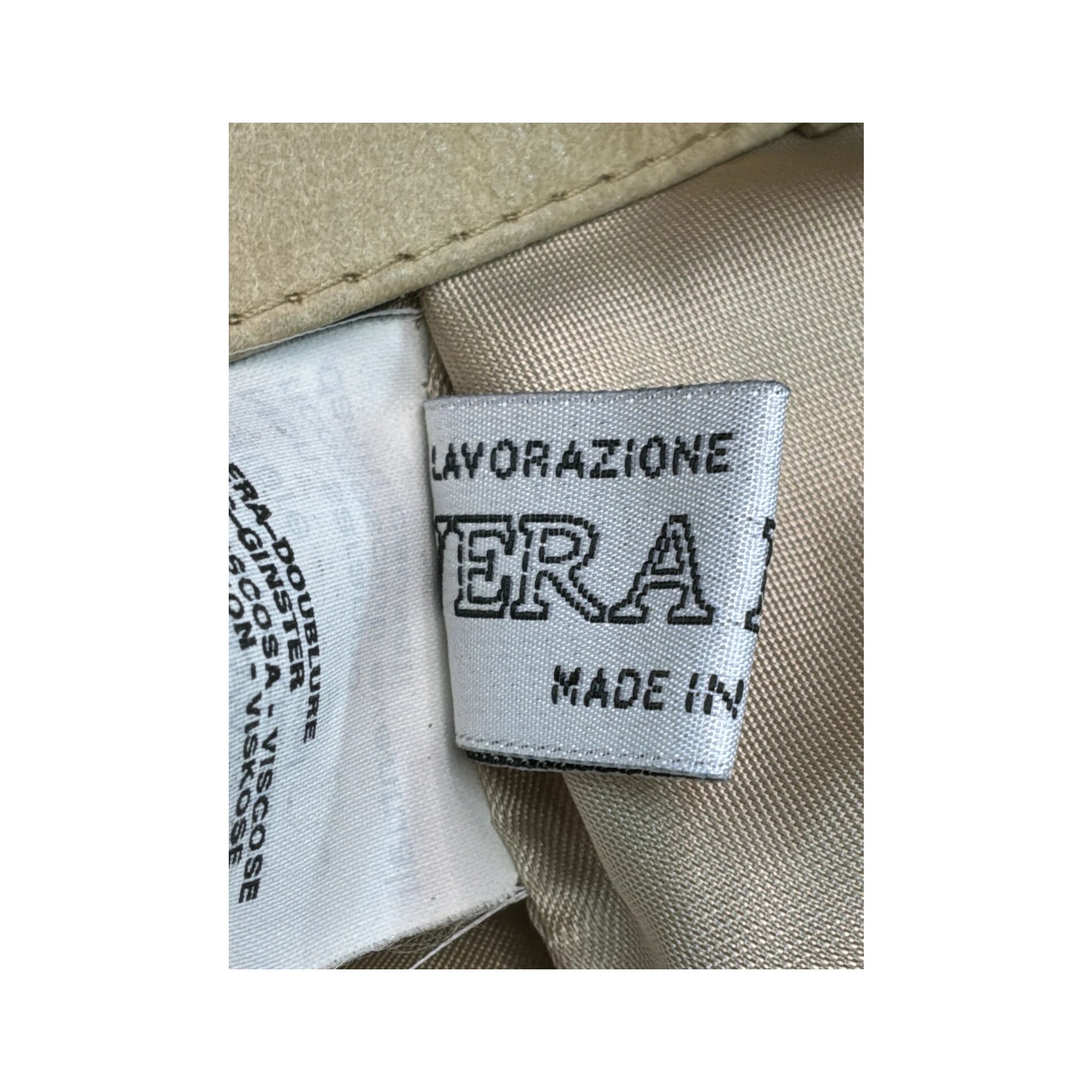 Vintage Beige Leather Moto Jacket with Black Racing Stripes