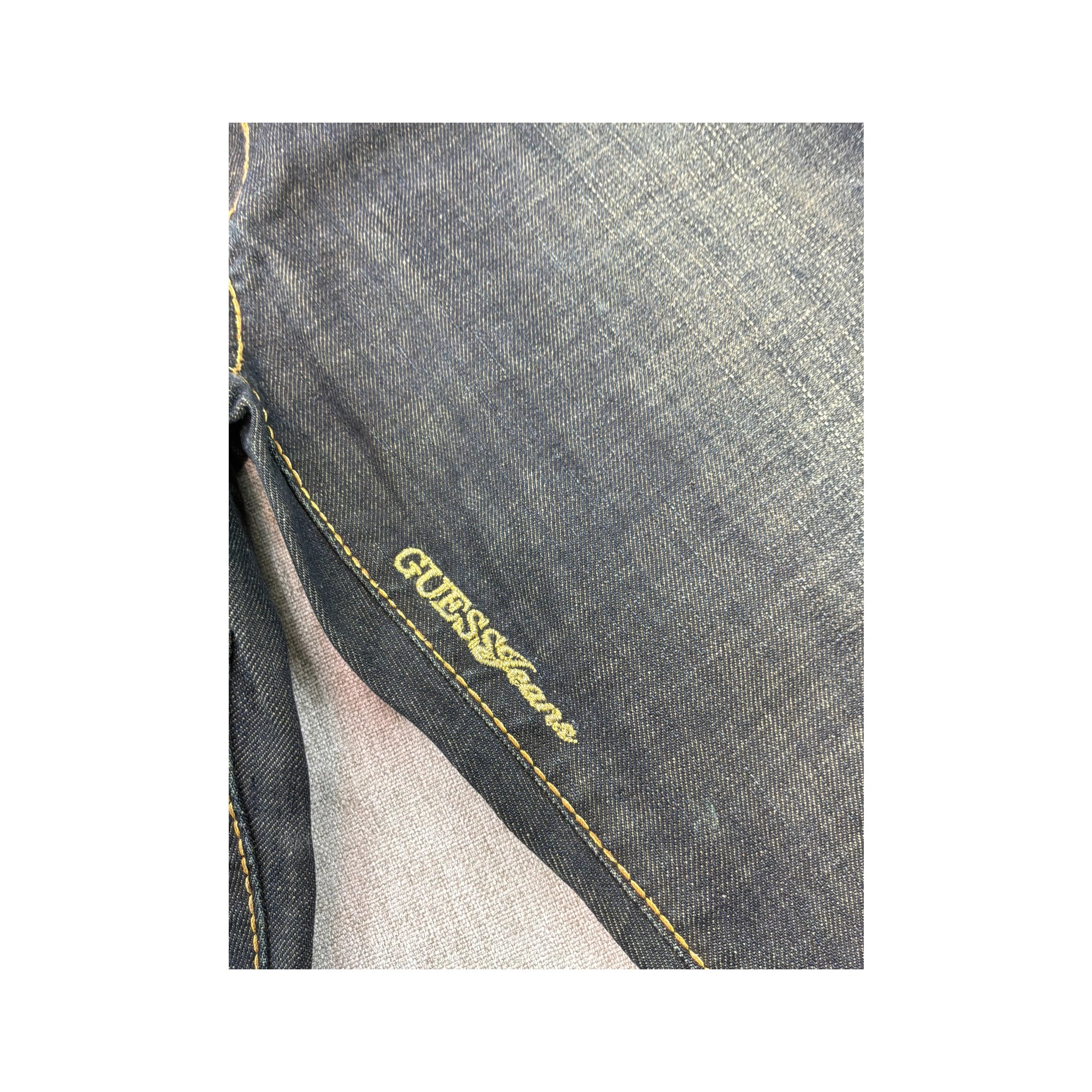 GUESS Premium Dark Wash Cotton Denim Slim Straight Jeans