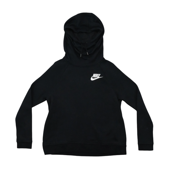 Nike Black Funnel Neck Cotton Blend Fleece