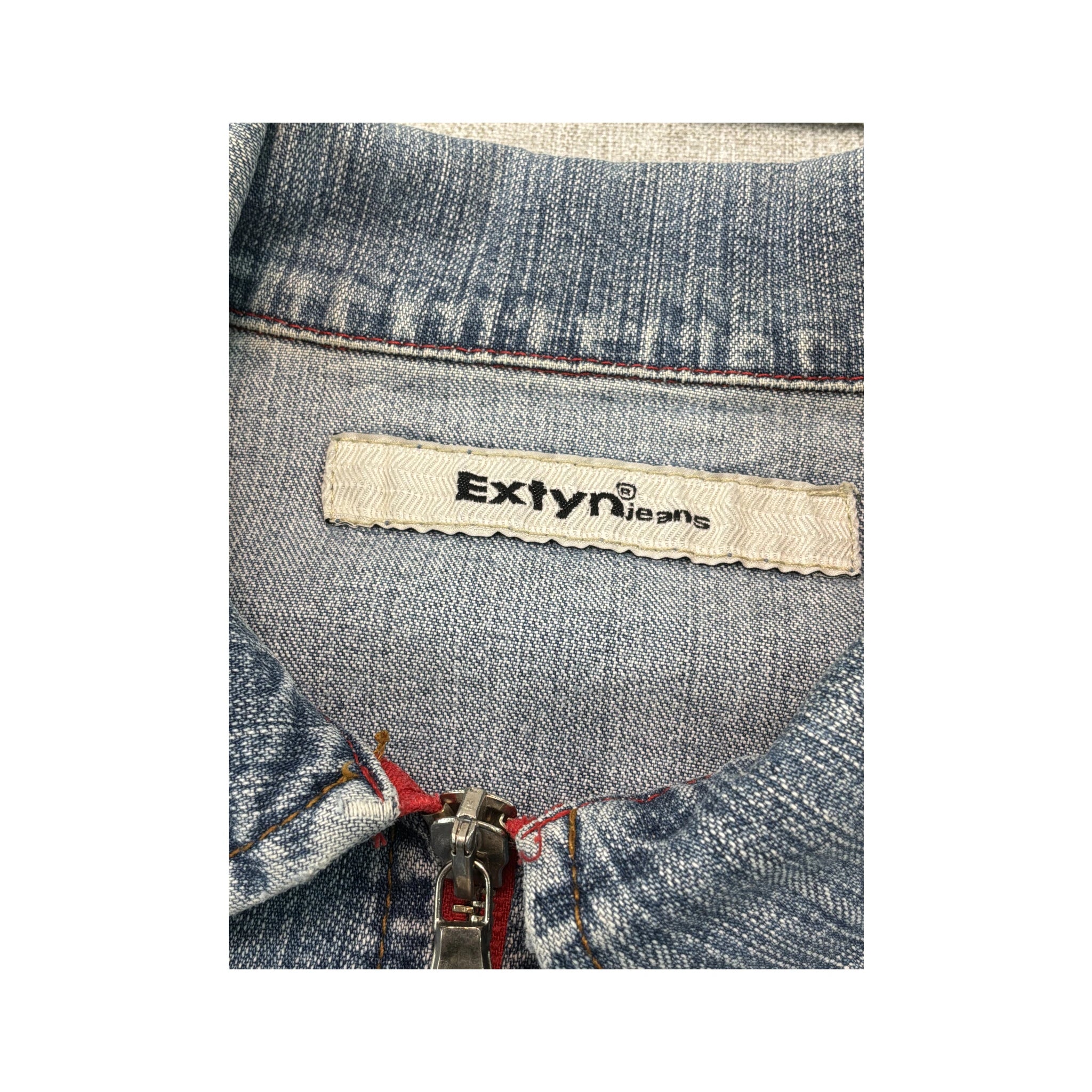 Extyn Cropped Faded Denim Zip Jacket