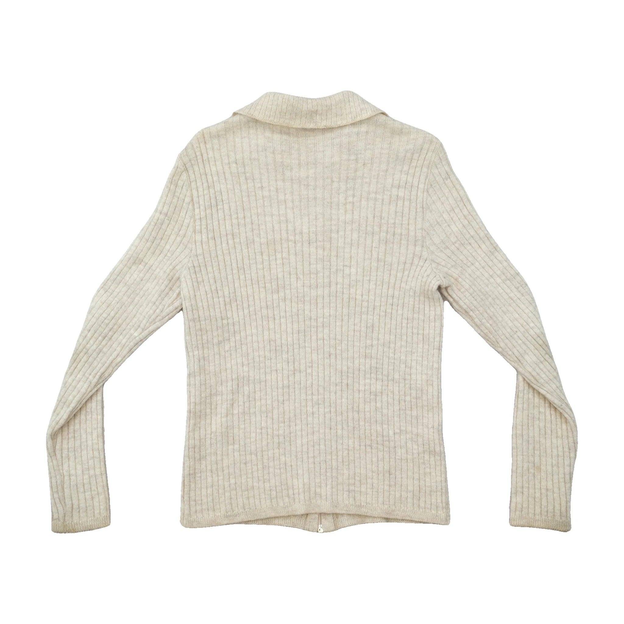 Rib Knit Zip-Up Collared Sweater