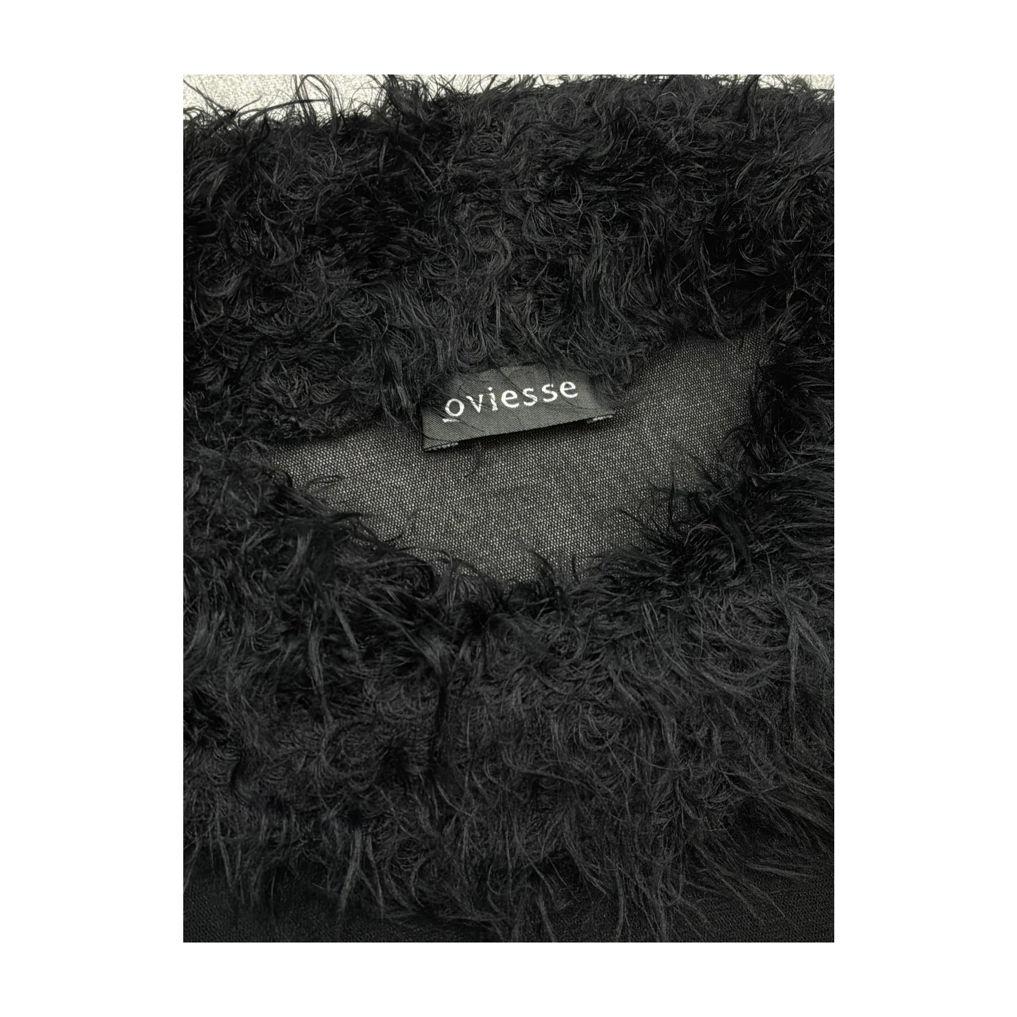 Oviesse Black Faux Fur Collar Poncho Capelet