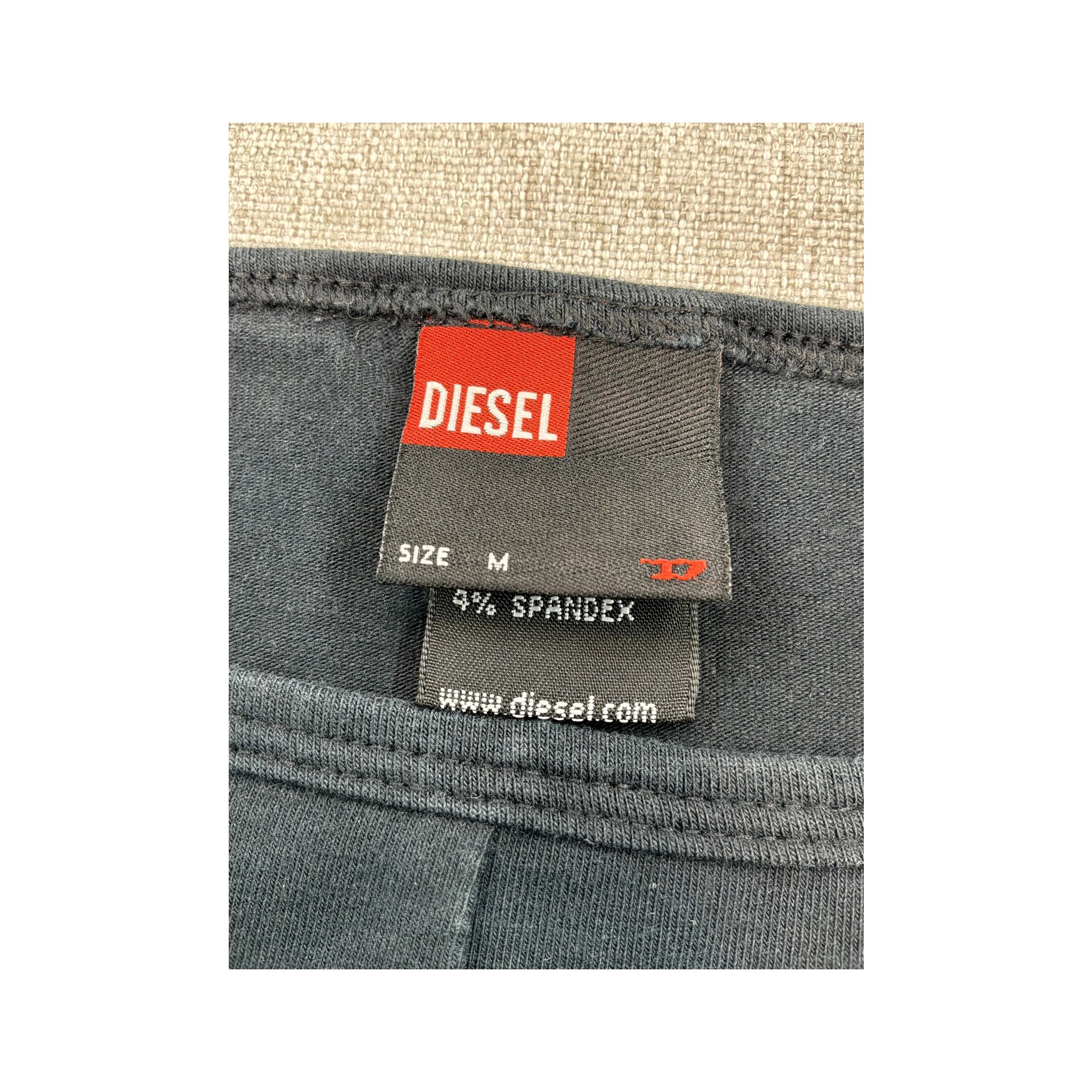 Diesel Black Striped Chest Logo Cap Sleeve Stretch Shirt (M)