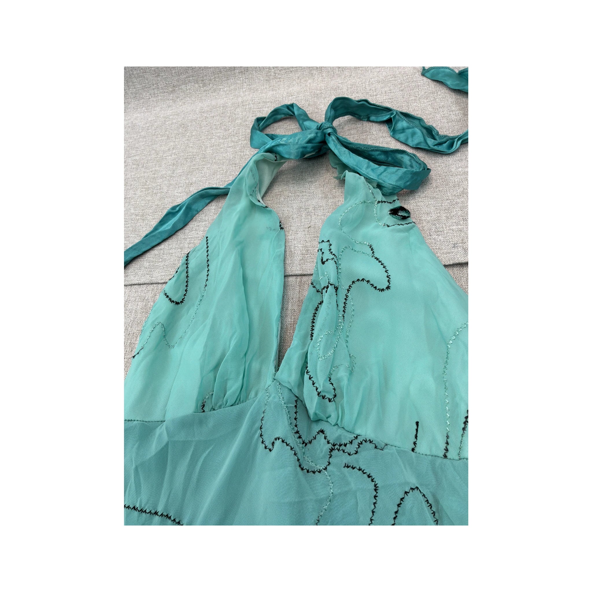 Byer Too Blue Halter Tiered Embellished Dress