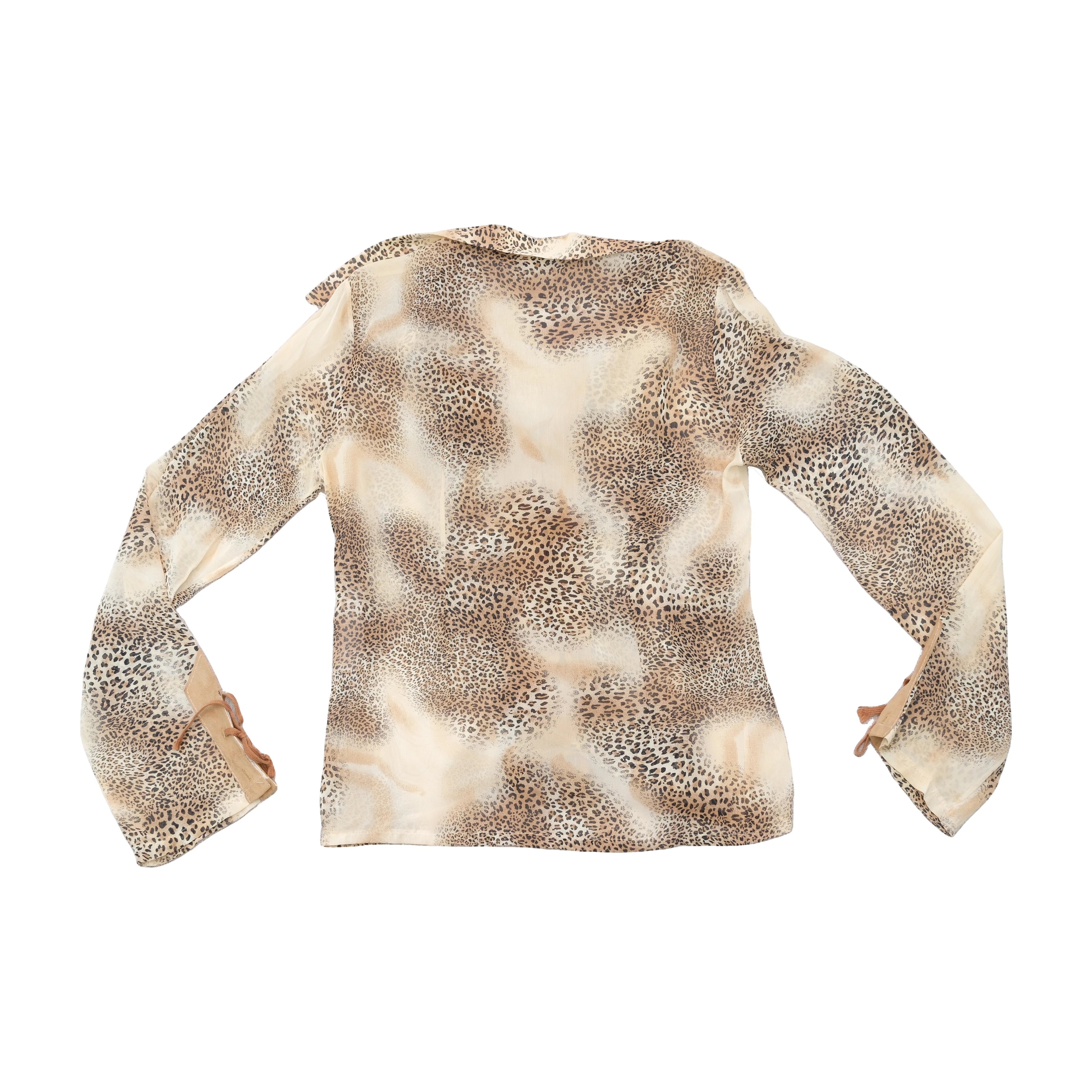 OMAI Leopard Print Lace Up Blouse