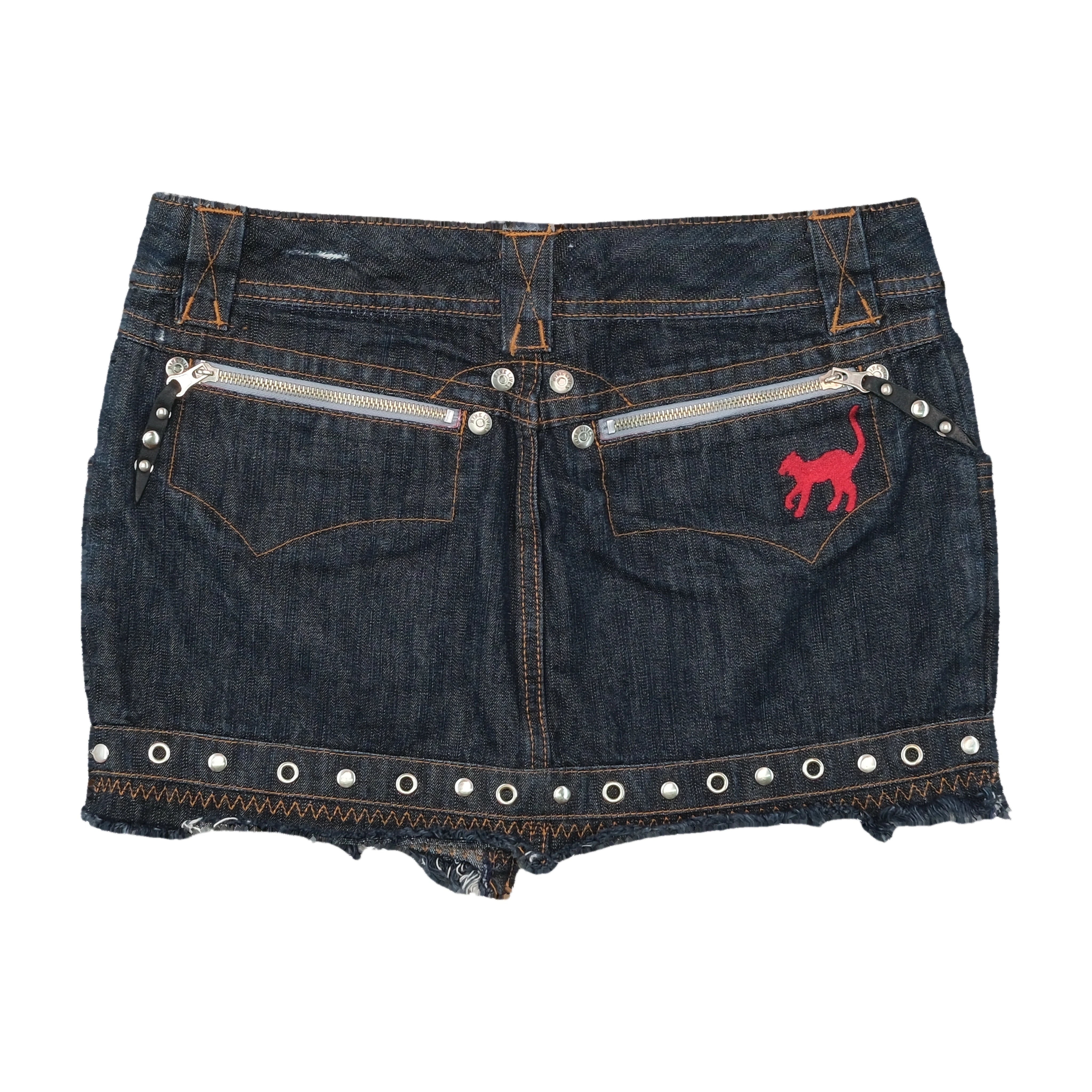 Nine Lives Studded Zip Front Denim Mini Skirt