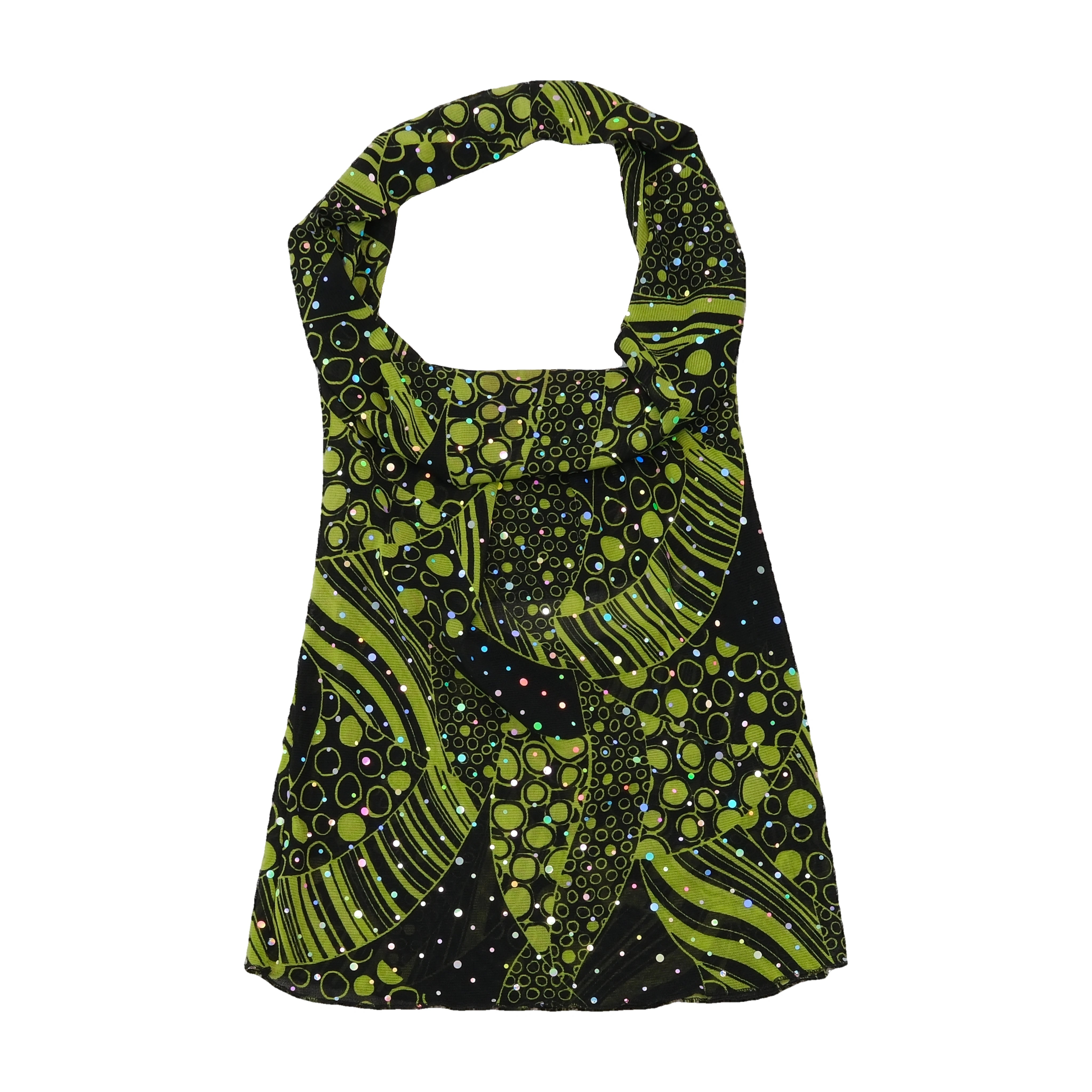 Top de alças Halter com estampado abstrato e Glitter