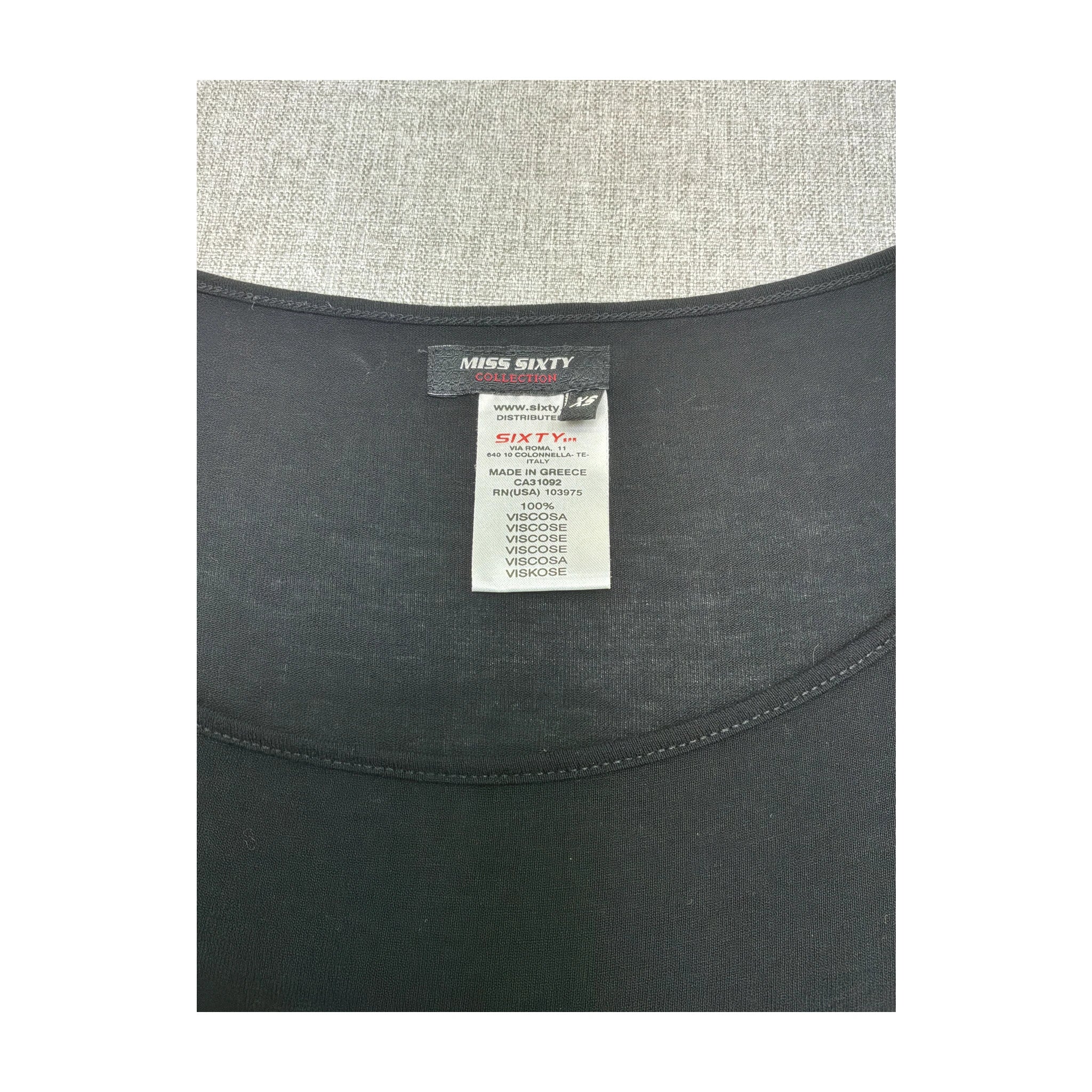 Miss Sixty Black Ruched Shoulder Long Sleeve Top