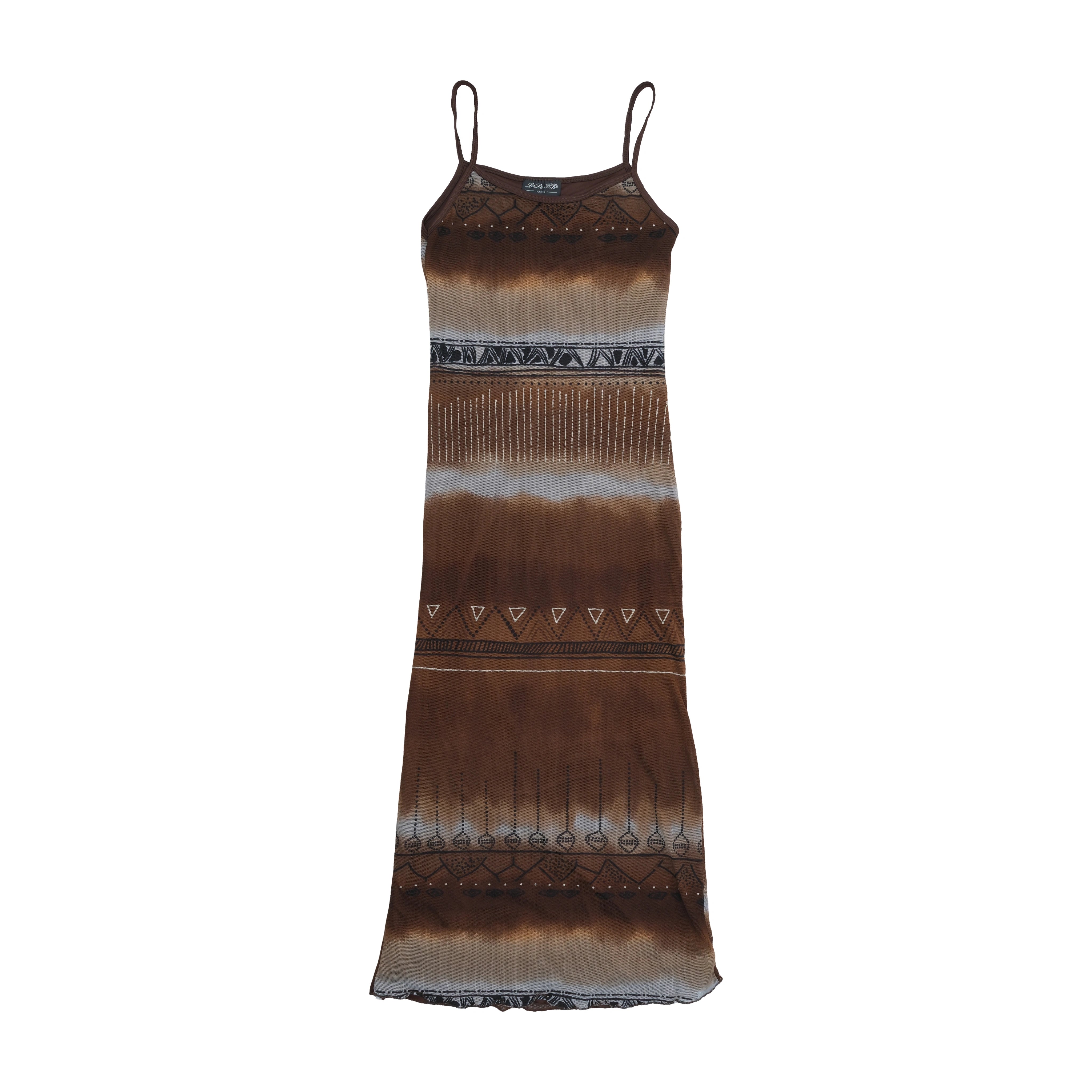 LuLu H'h Boho Stripe Tie-Dye Print Slip Dress