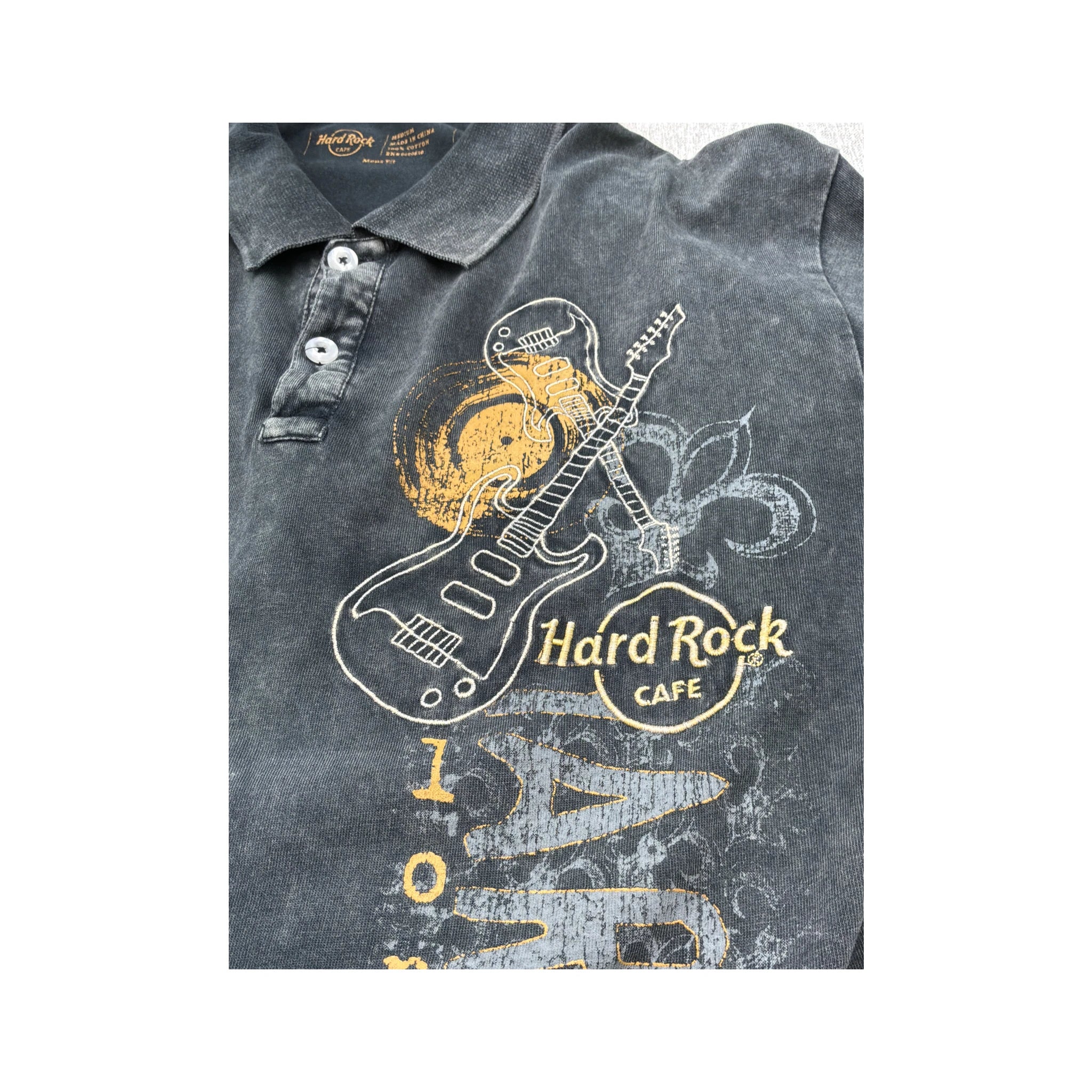 Polo Hard Rock Cafe London em algodão com estampado gráfico