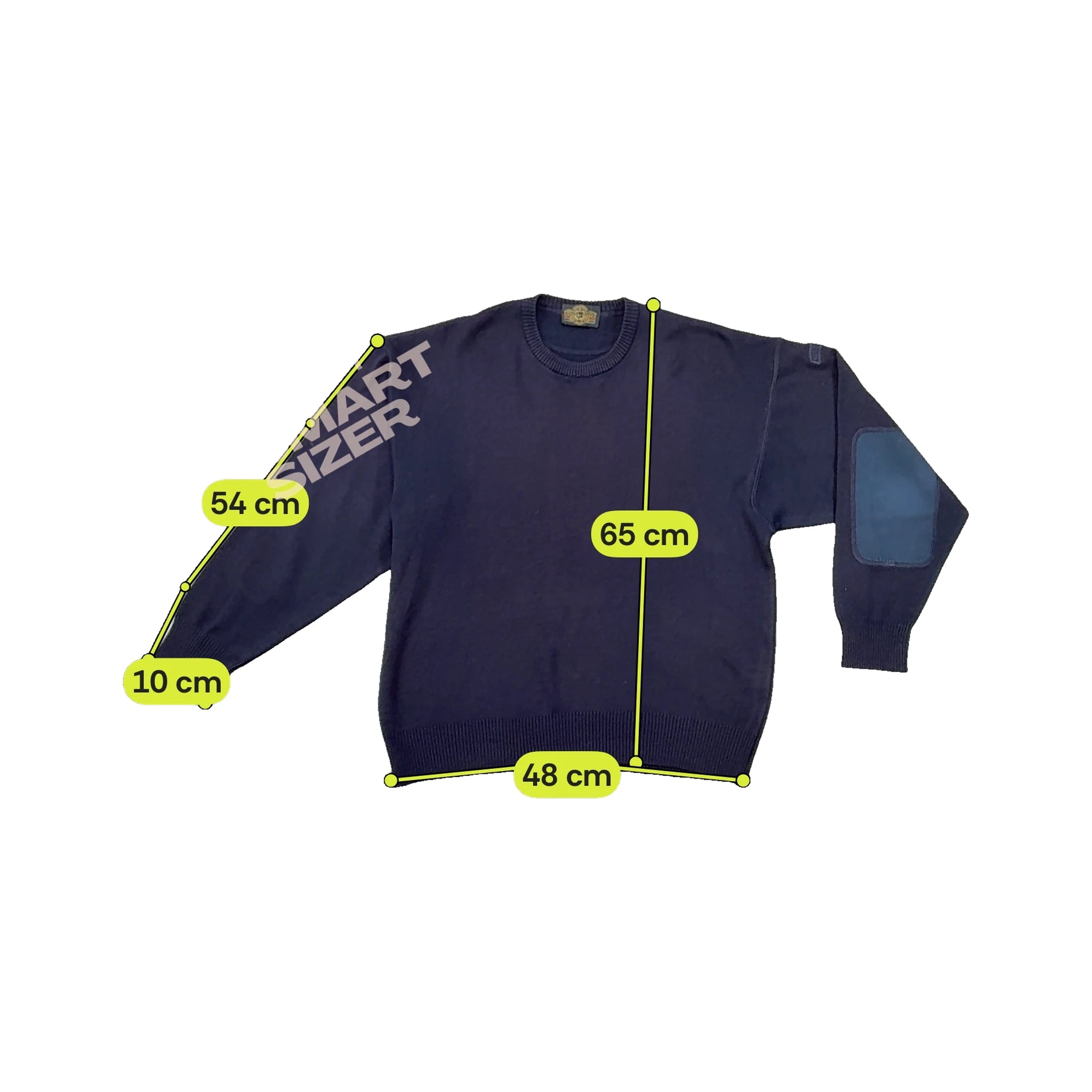 Camisola de gola Redonda Blue de Gênes em Lã Merino Extrafina com Cotoveleiras