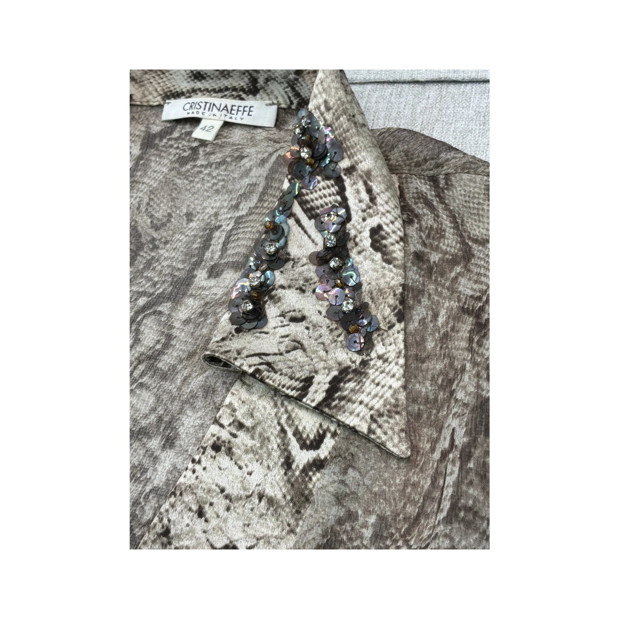 Cristinaeffe Embellished Snake Print Silk Blouse