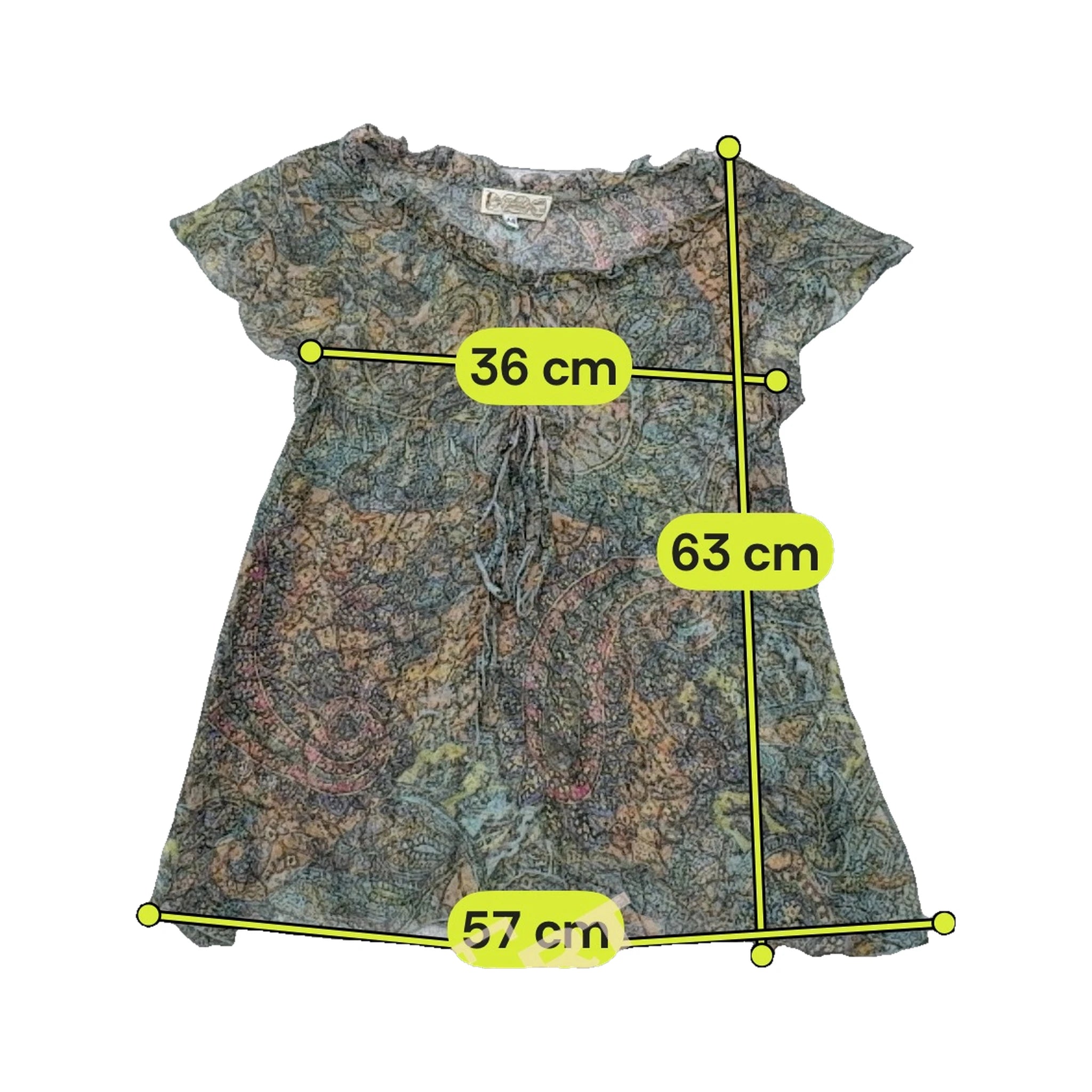 Blusa Camponesa Transparente com estampado Paisley