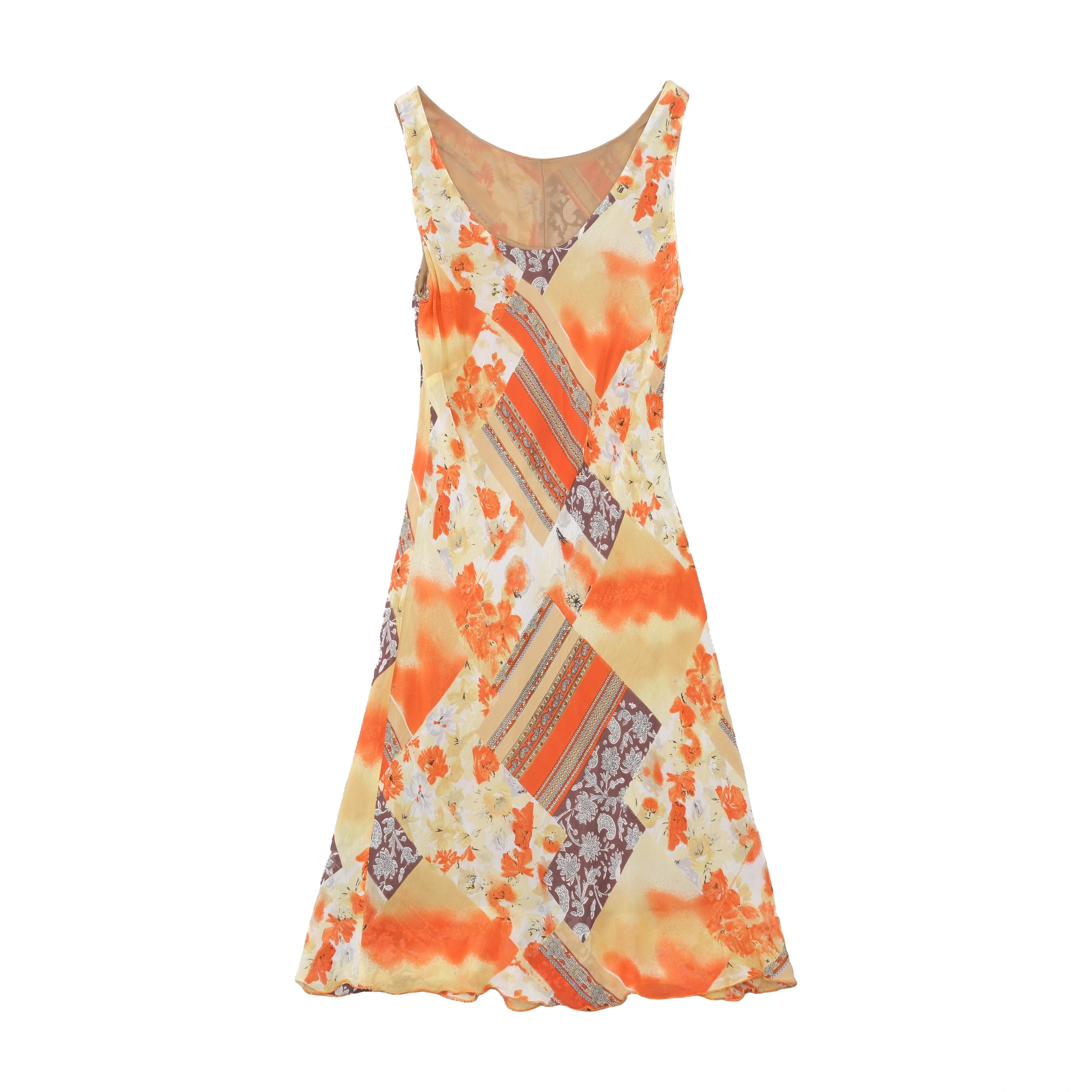 Vintage Floral Patchwork Print Sleeveless Dress
