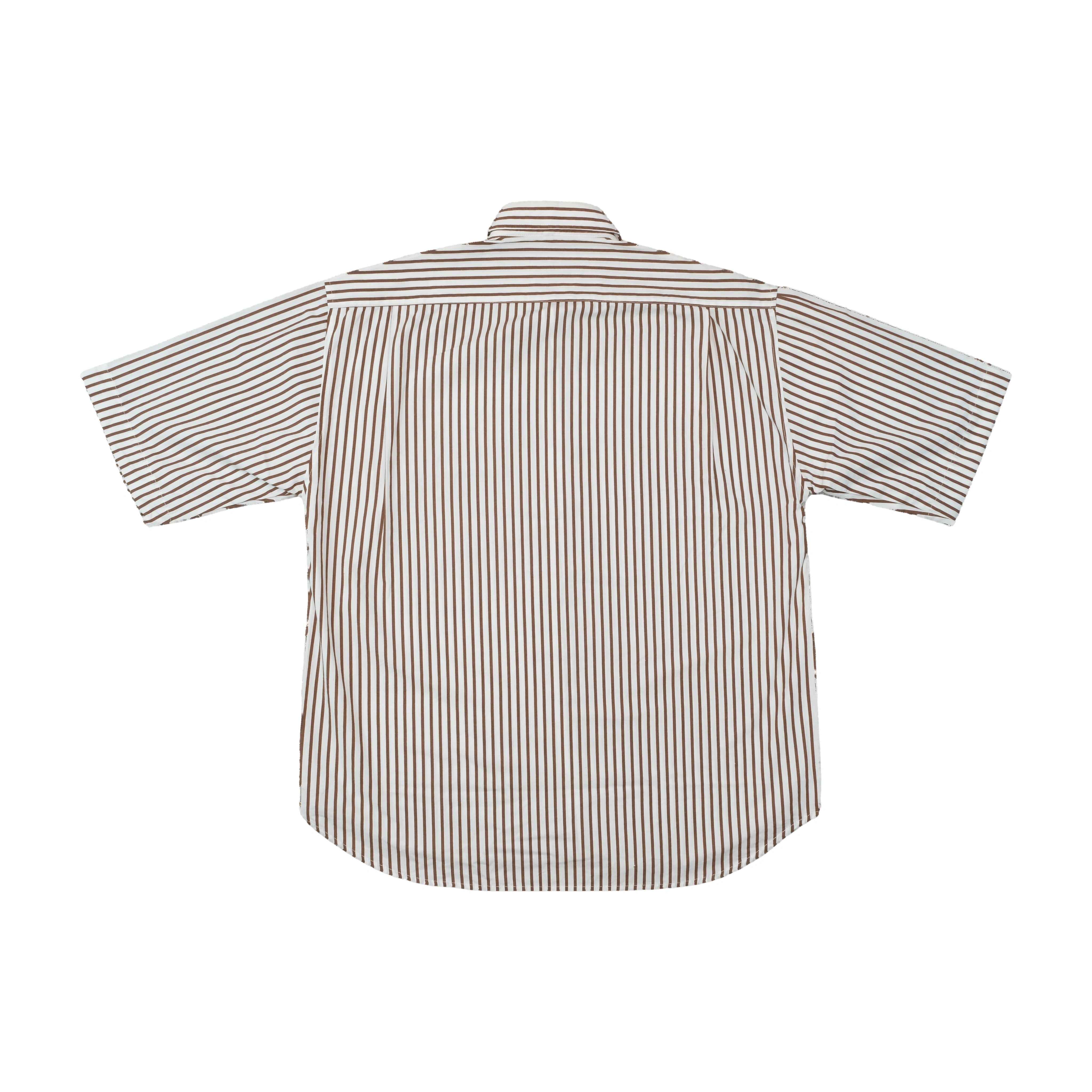 Féminin Creations Brown Striped Short Sleeve Button Up Shirt