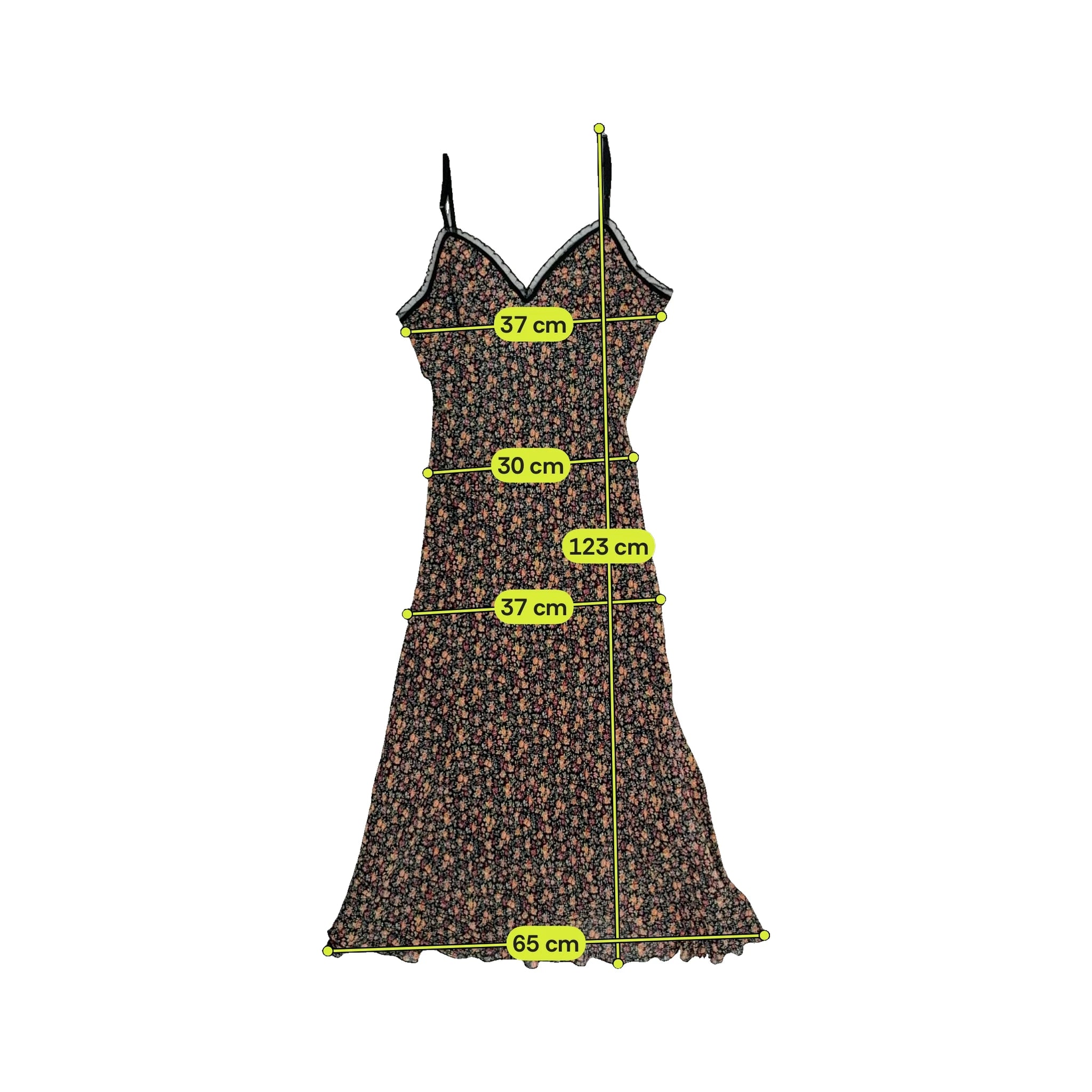 Vintage Floral Sheer Trim Slip Dress