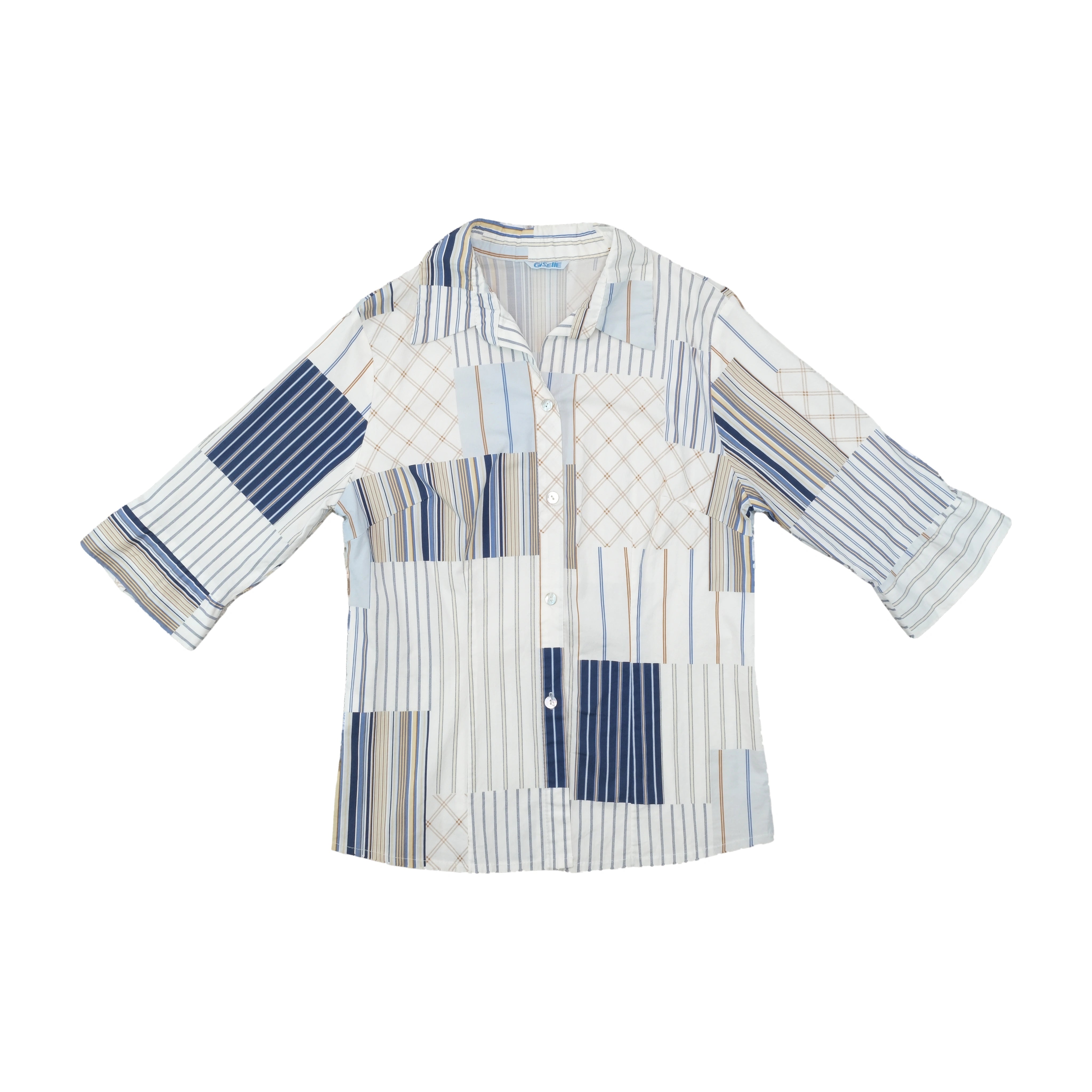Giselle Patchwork Stripe Button Up Shirt