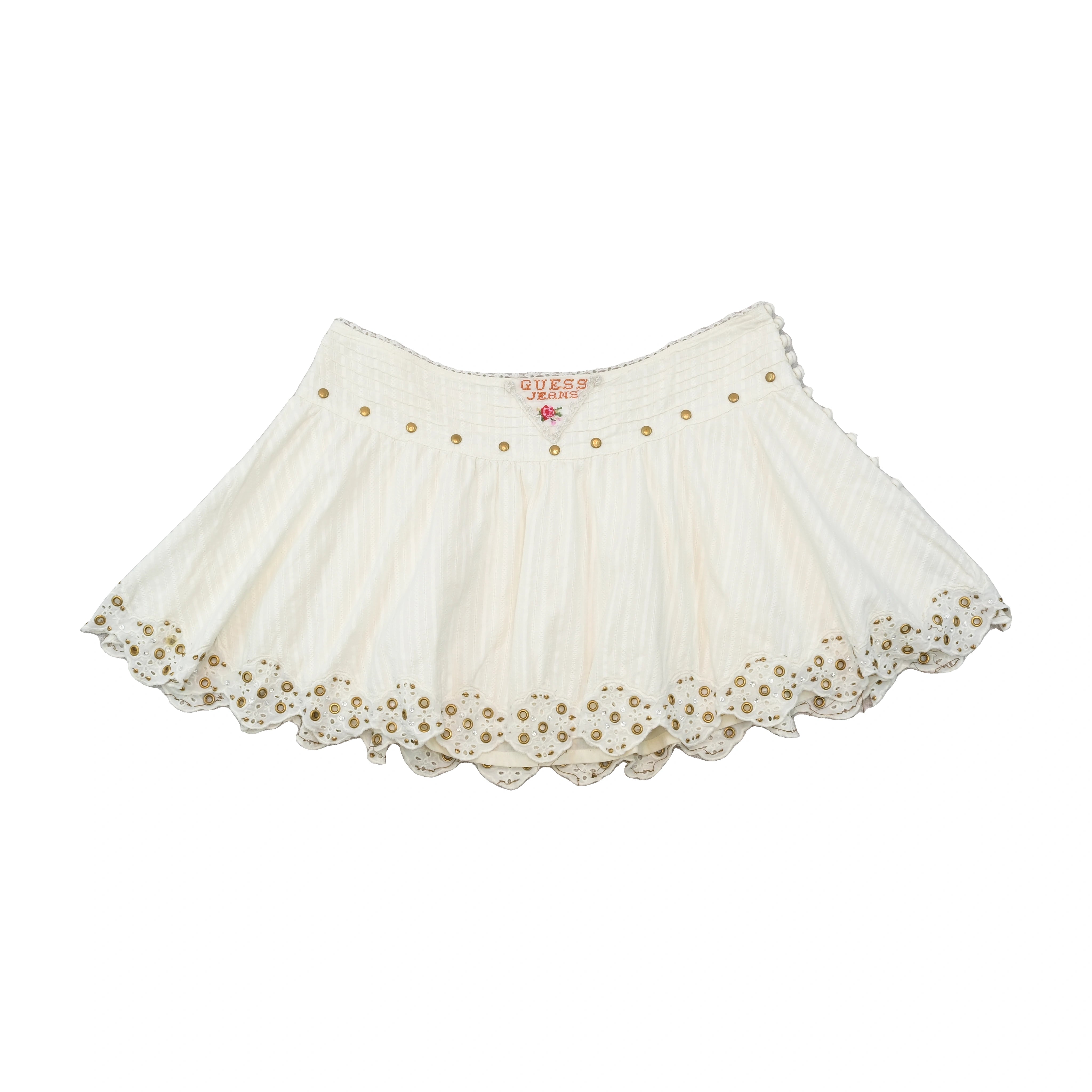 Mini saia Guess Jeans branca Adornada com Ilhós