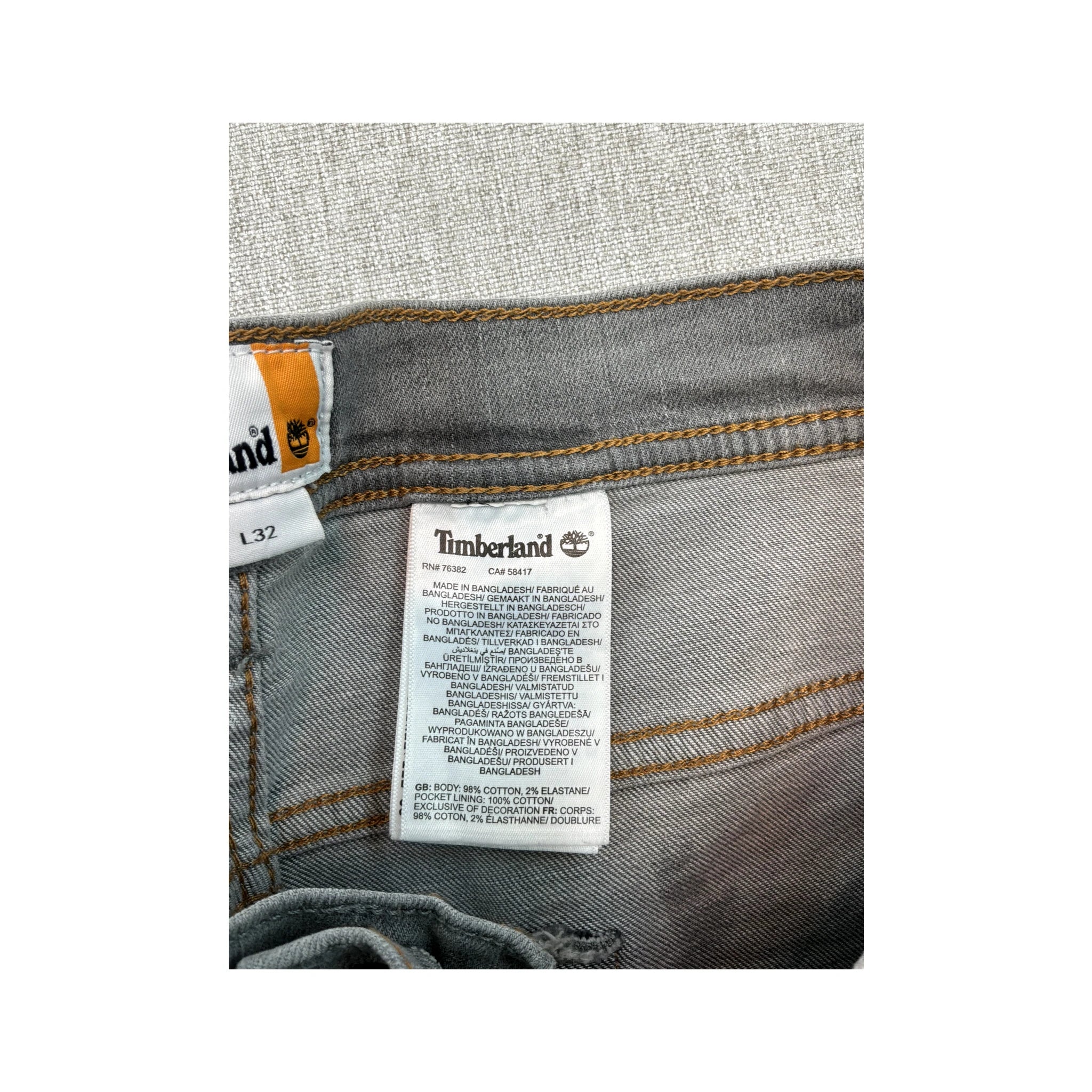 Timberland Gray Cotton Stretch Slim Straight Jeans