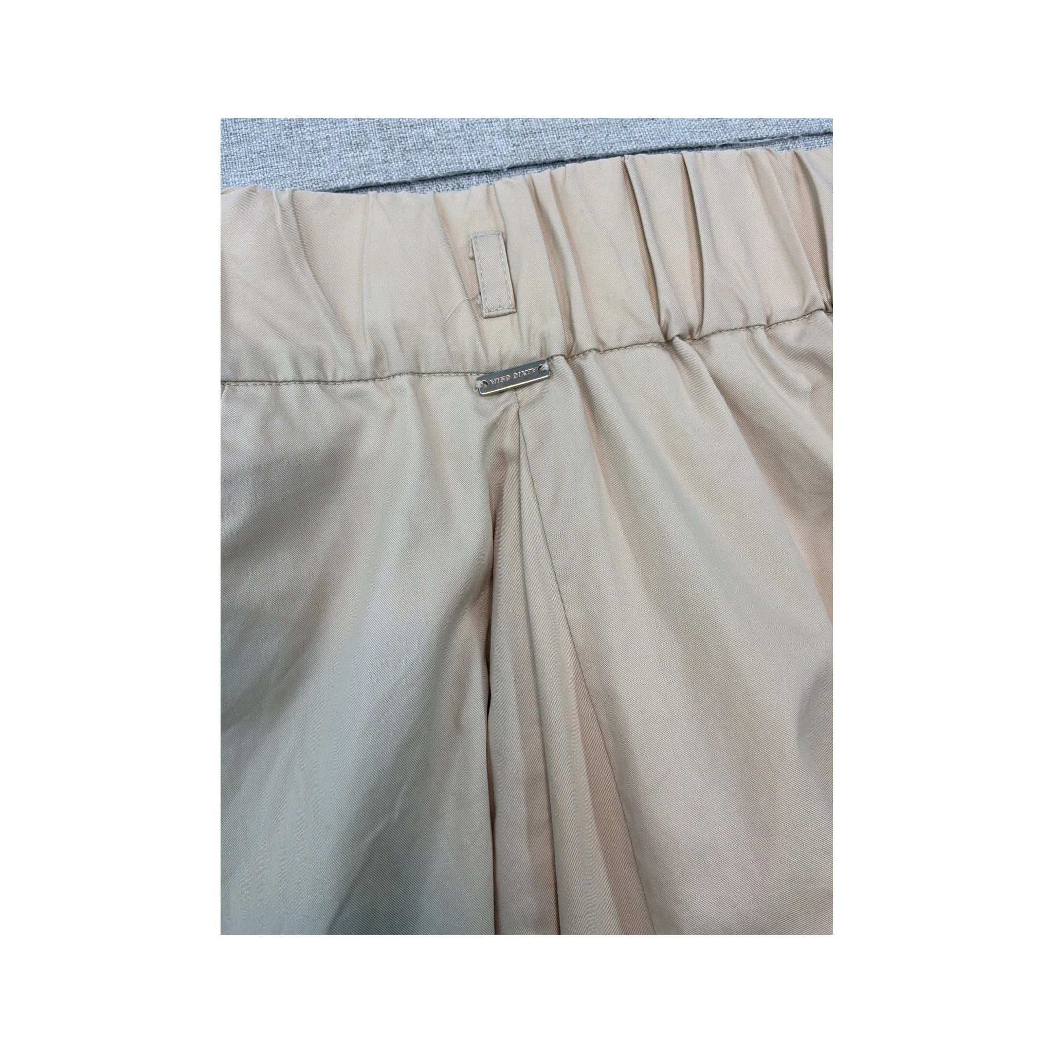Miss Sixty Beige Cotton Pleated Mini Skirt