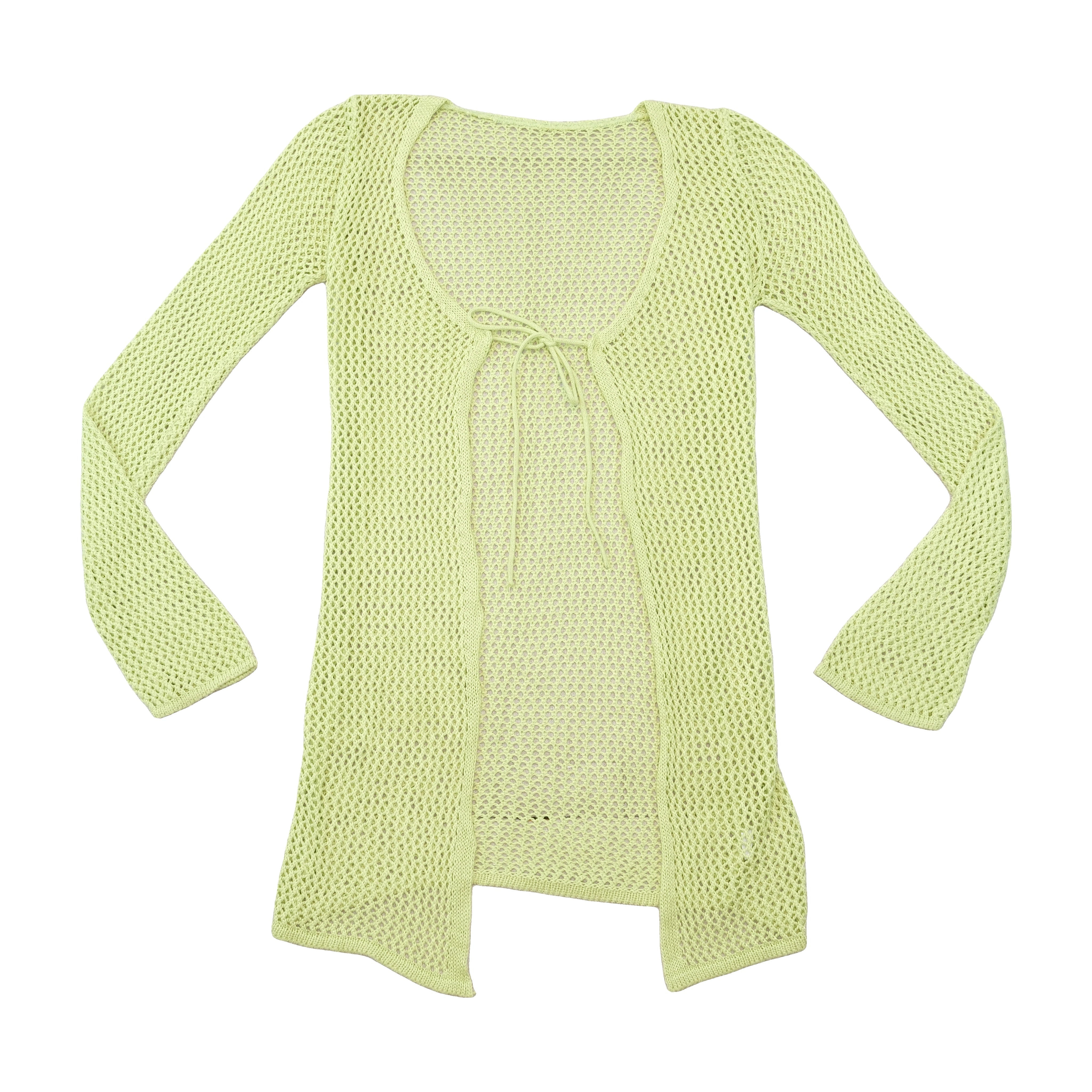 Italian Open Knit Tie Front Cardigan