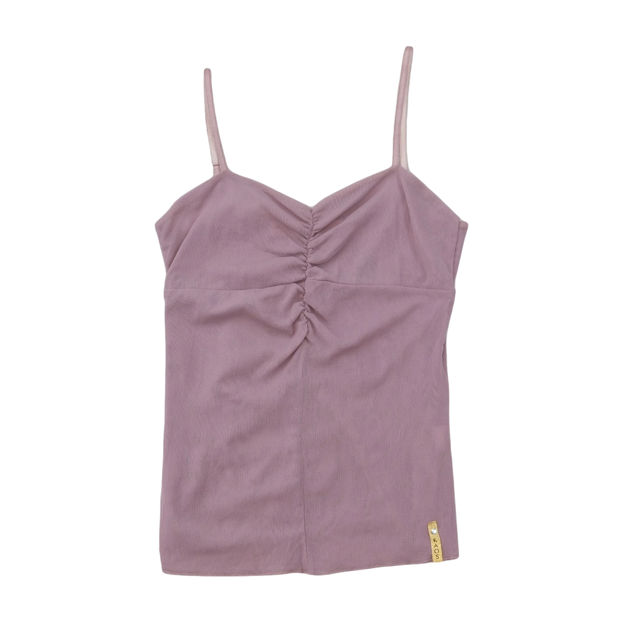 KAOS Ruched Cotton Spaghetti Strap Blouse (repriced)