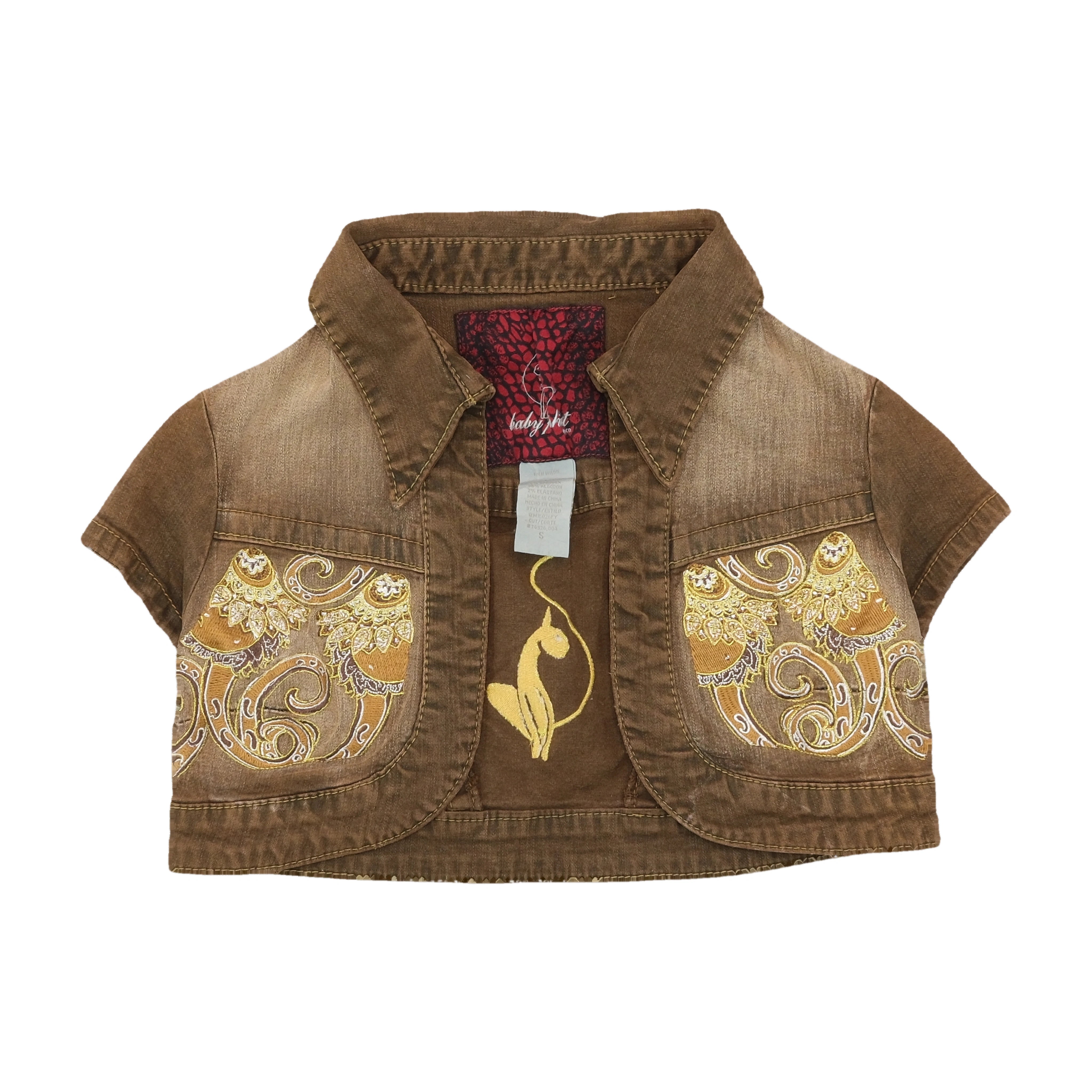 Baby Phat Embroidered Cropped Short Sleeve Jacket