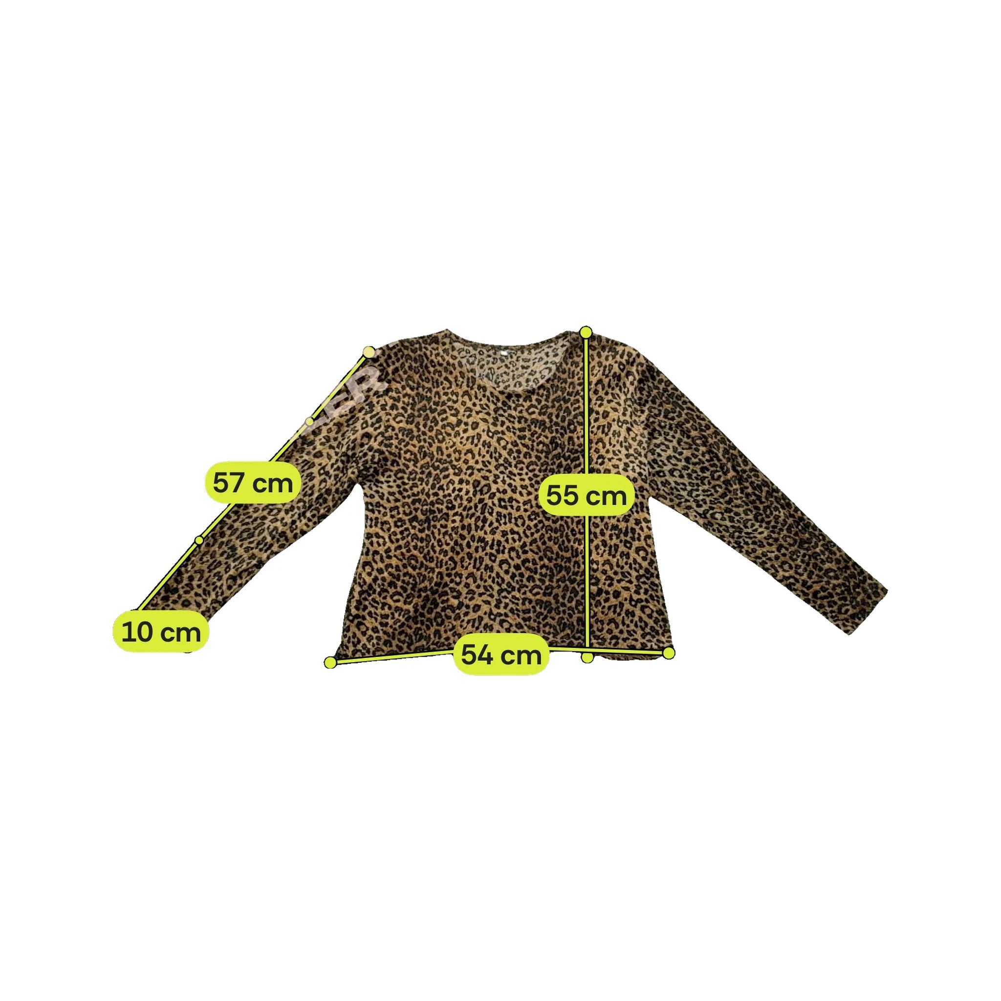 Blusa vintage de Manga Comprida com estampado de Leopardo